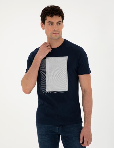 Lacivert Slim Fit Tişört - 50296892007