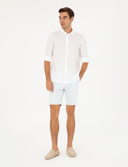 Beyaz Keten Regular Fit Gömlek - 50284915003