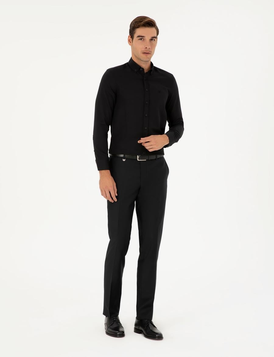 Siyah Slim Fit Kumaş Pantolon