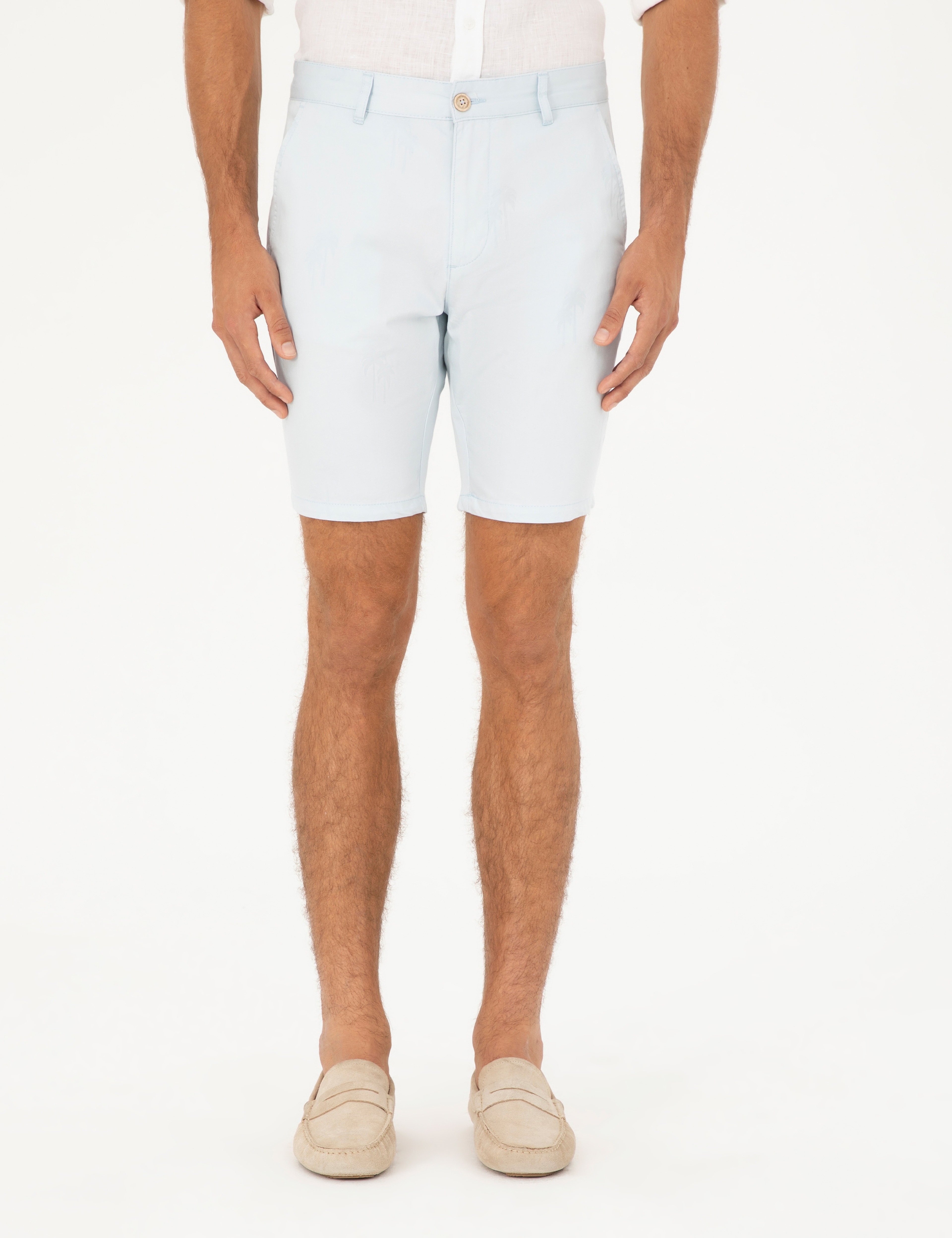 Mavi Slim Fit Dokuma Şort - Image 2
