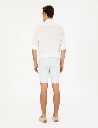Mavi Slim Fit Dokuma Şort