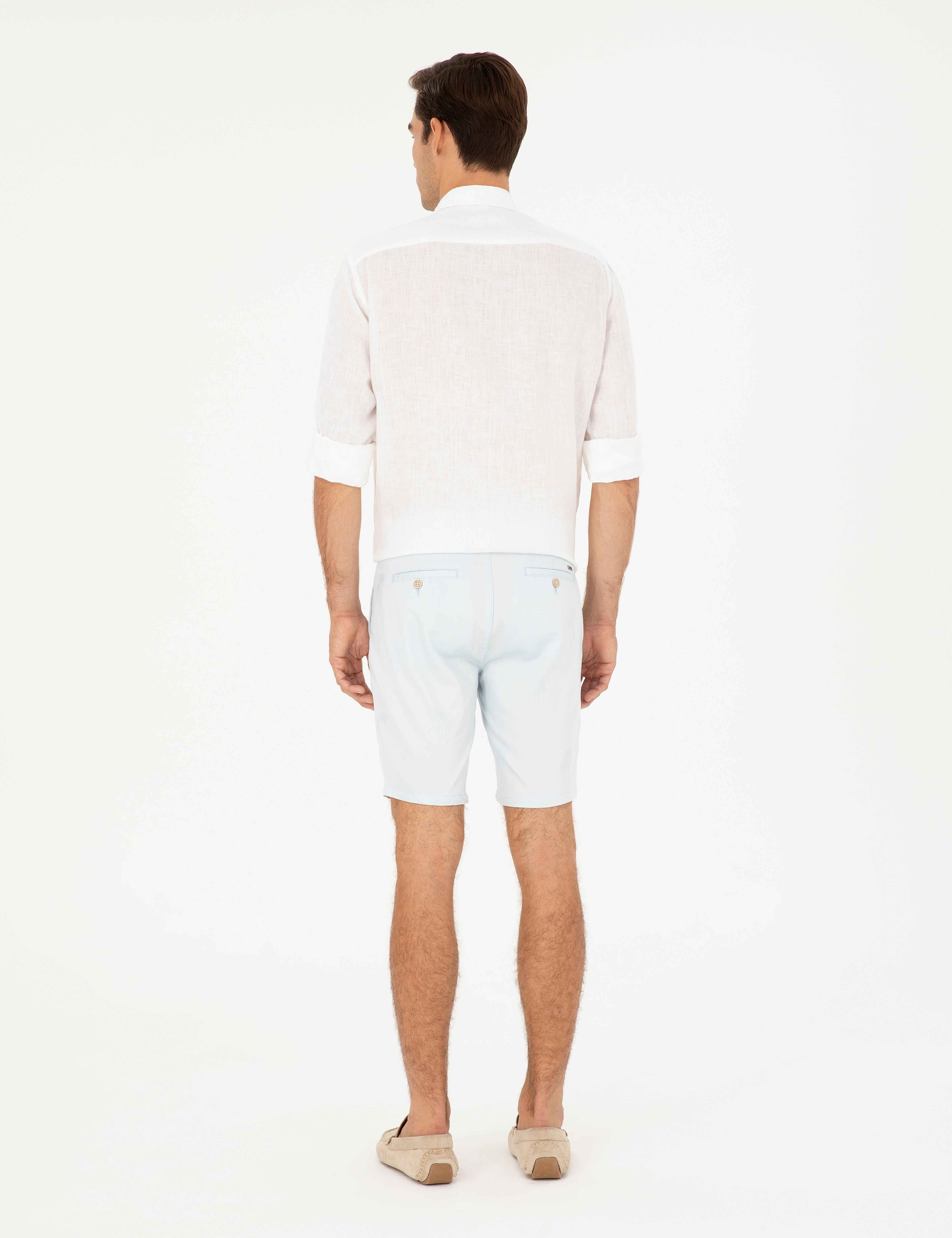 Mavi Slim Fit Dokuma Şort