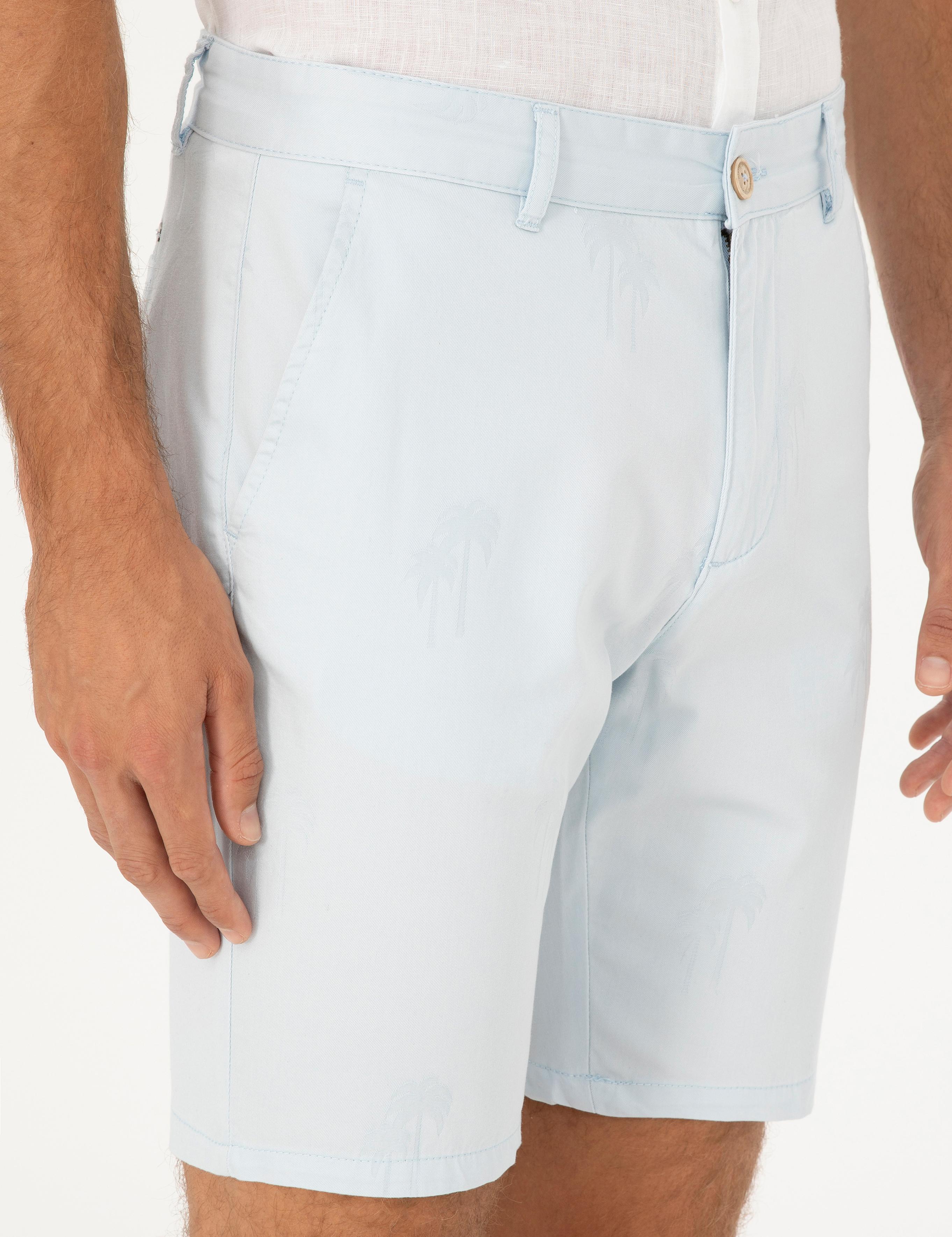 Mavi Slim Fit Dokuma Şort