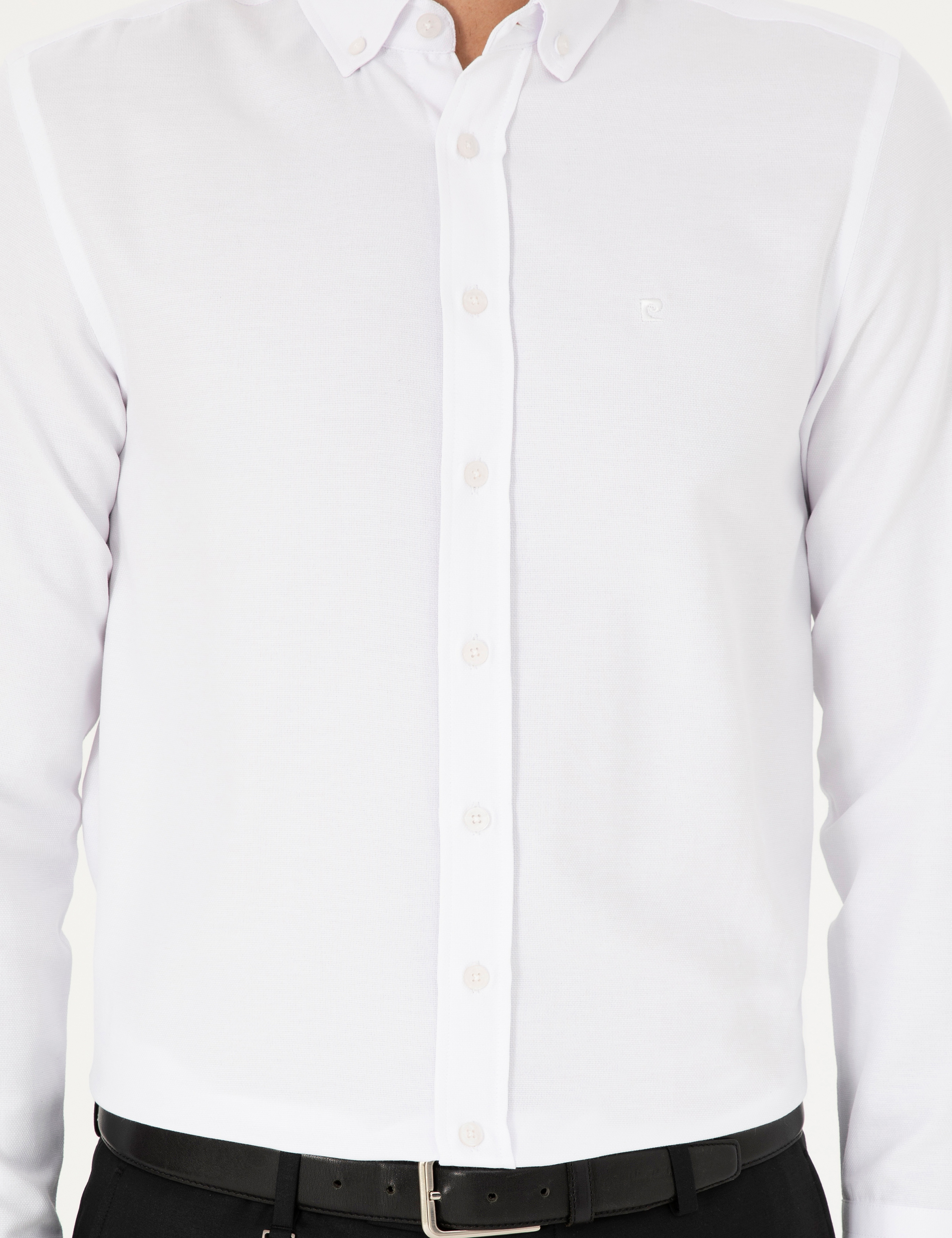Beyaz Oxford Slim Fit Uzun Kollu Gömlek - Image 6