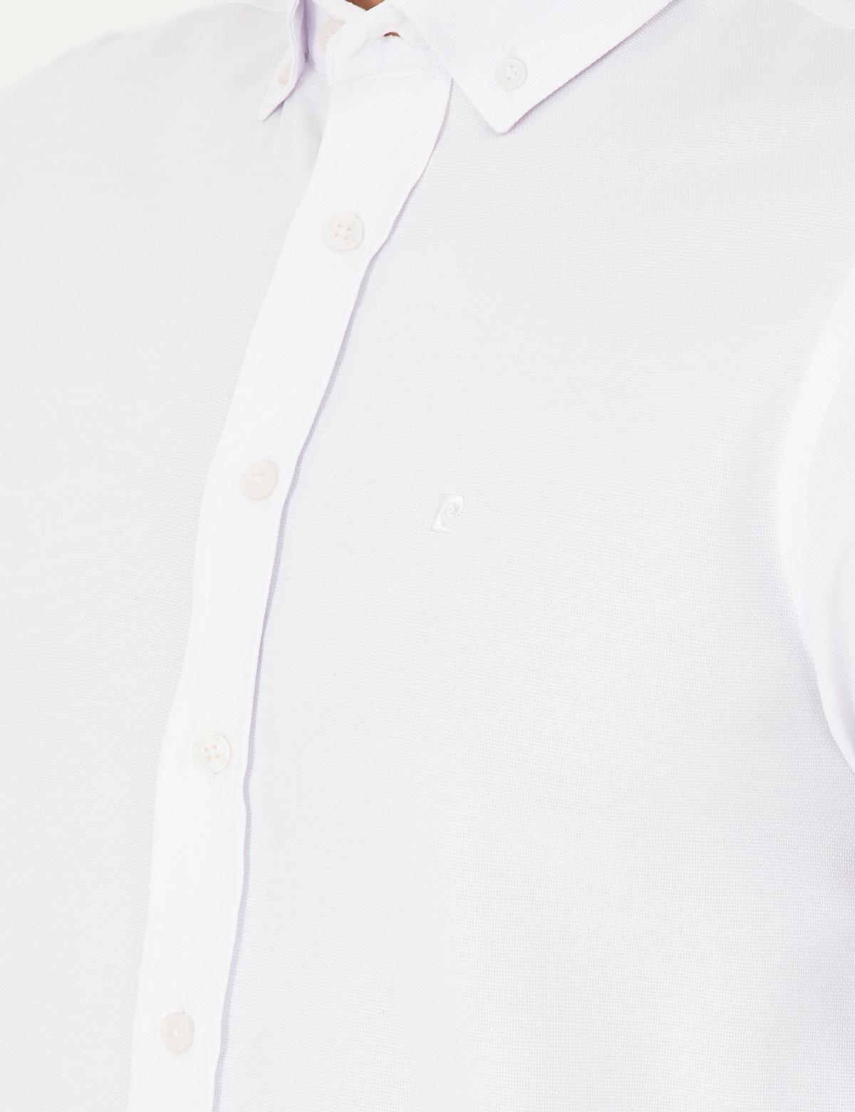 Beyaz Oxford Slim Fit Uzun Kollu Gömlek - 50289396023