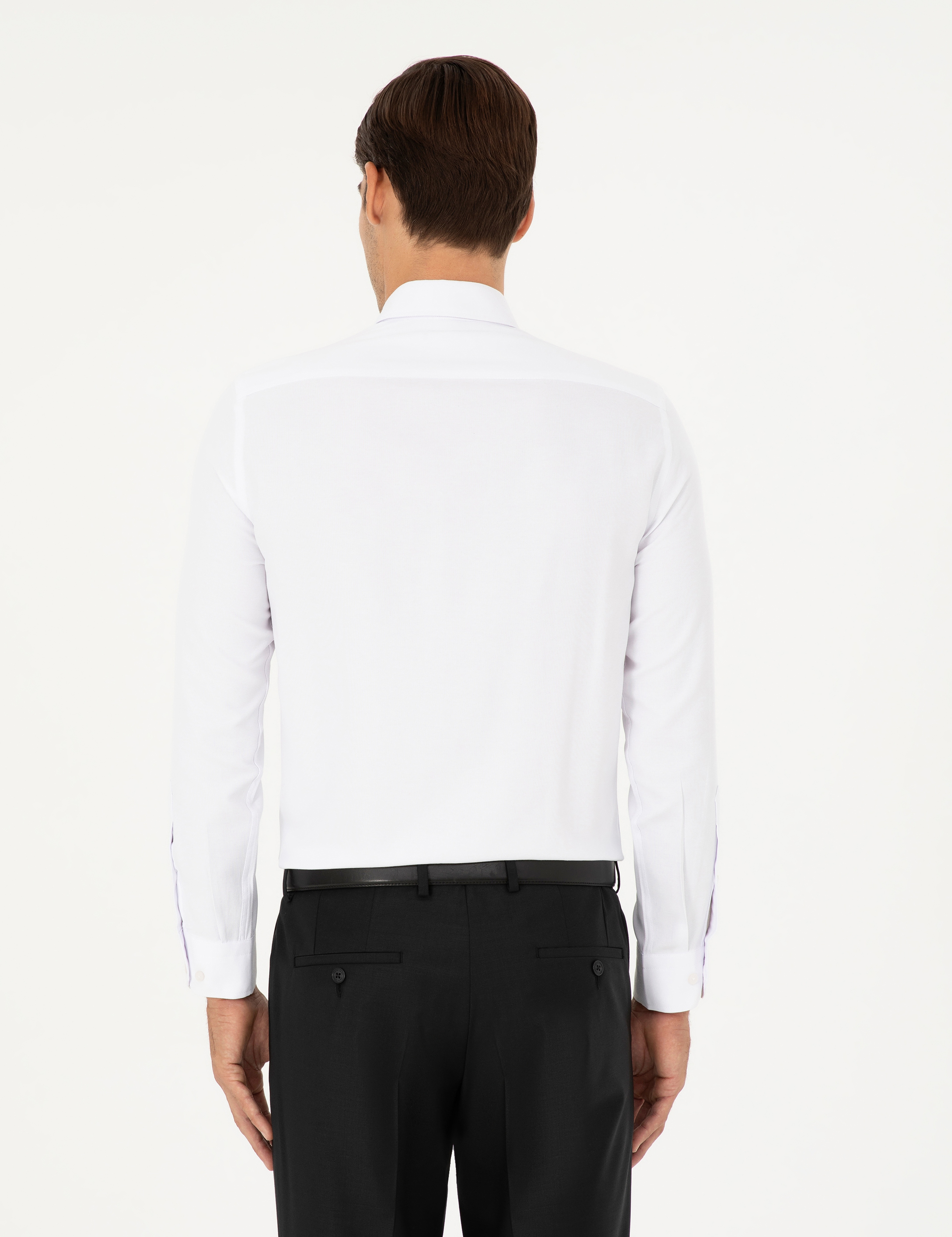 Beyaz Oxford Slim Fit Uzun Kollu Gömlek - Image 5