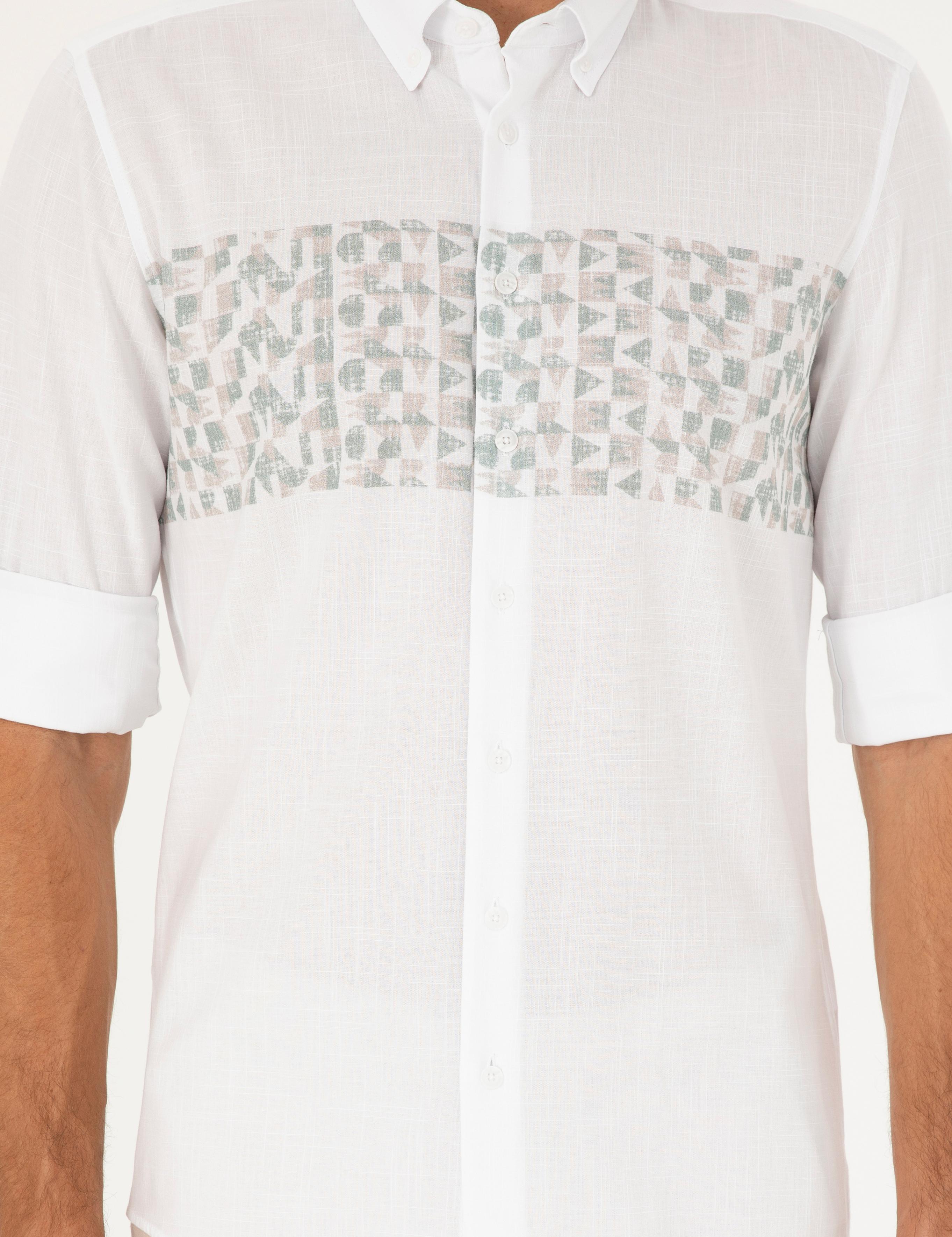 Yeşil Regular Fit Uzun Kollu Gömlek