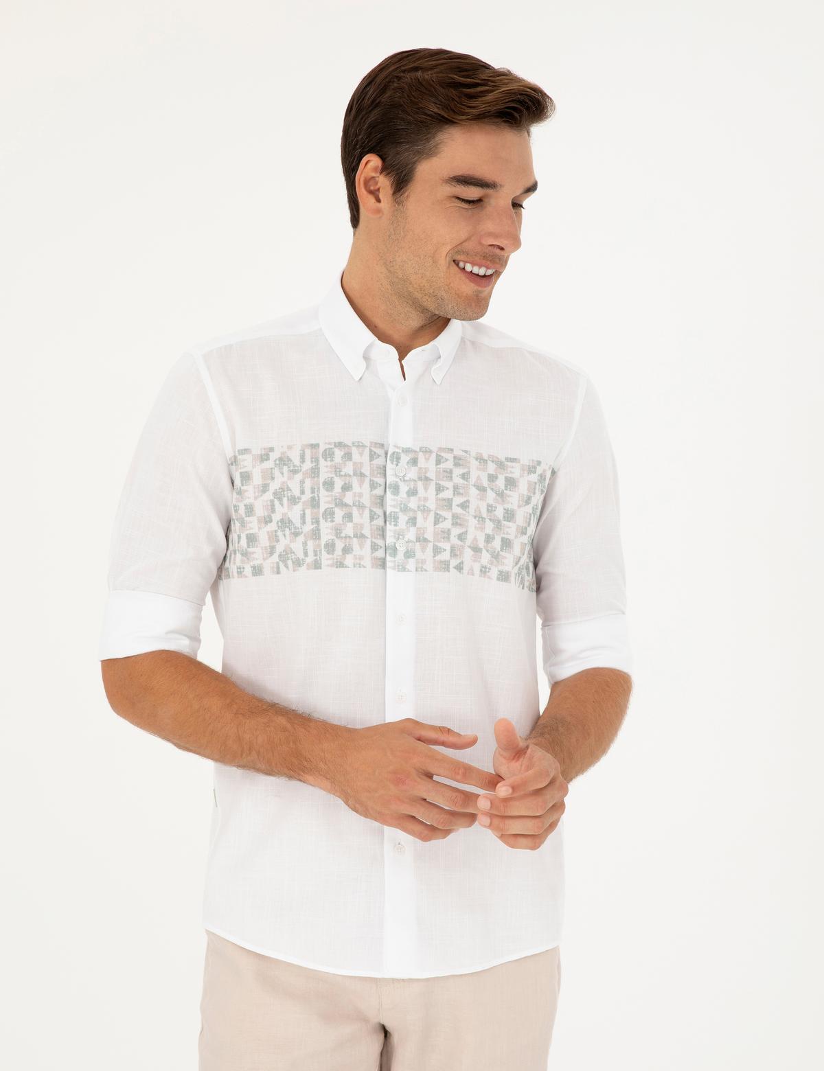 Yeşil Regular Fit Uzun Kollu Gömlek - 50284177013