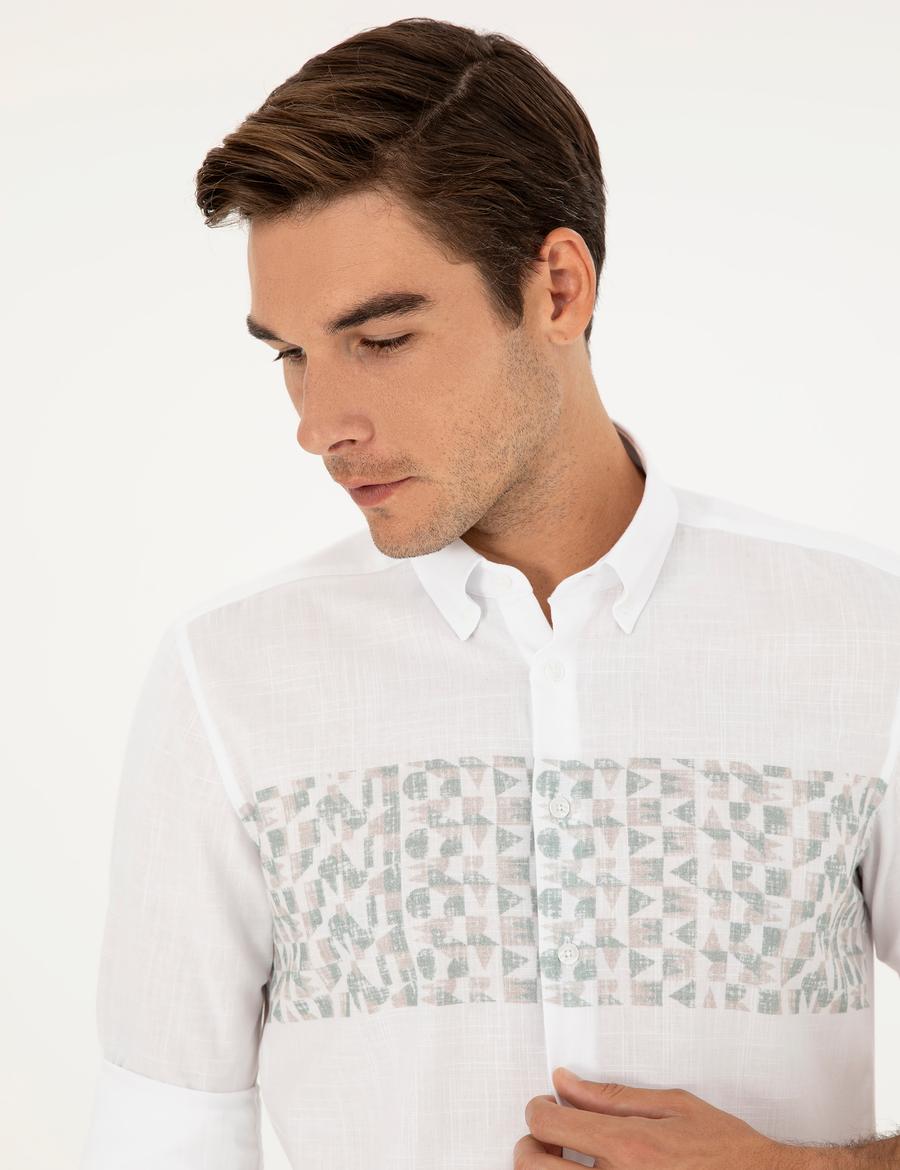 Yeşil Regular Fit Uzun Kollu Gömlek