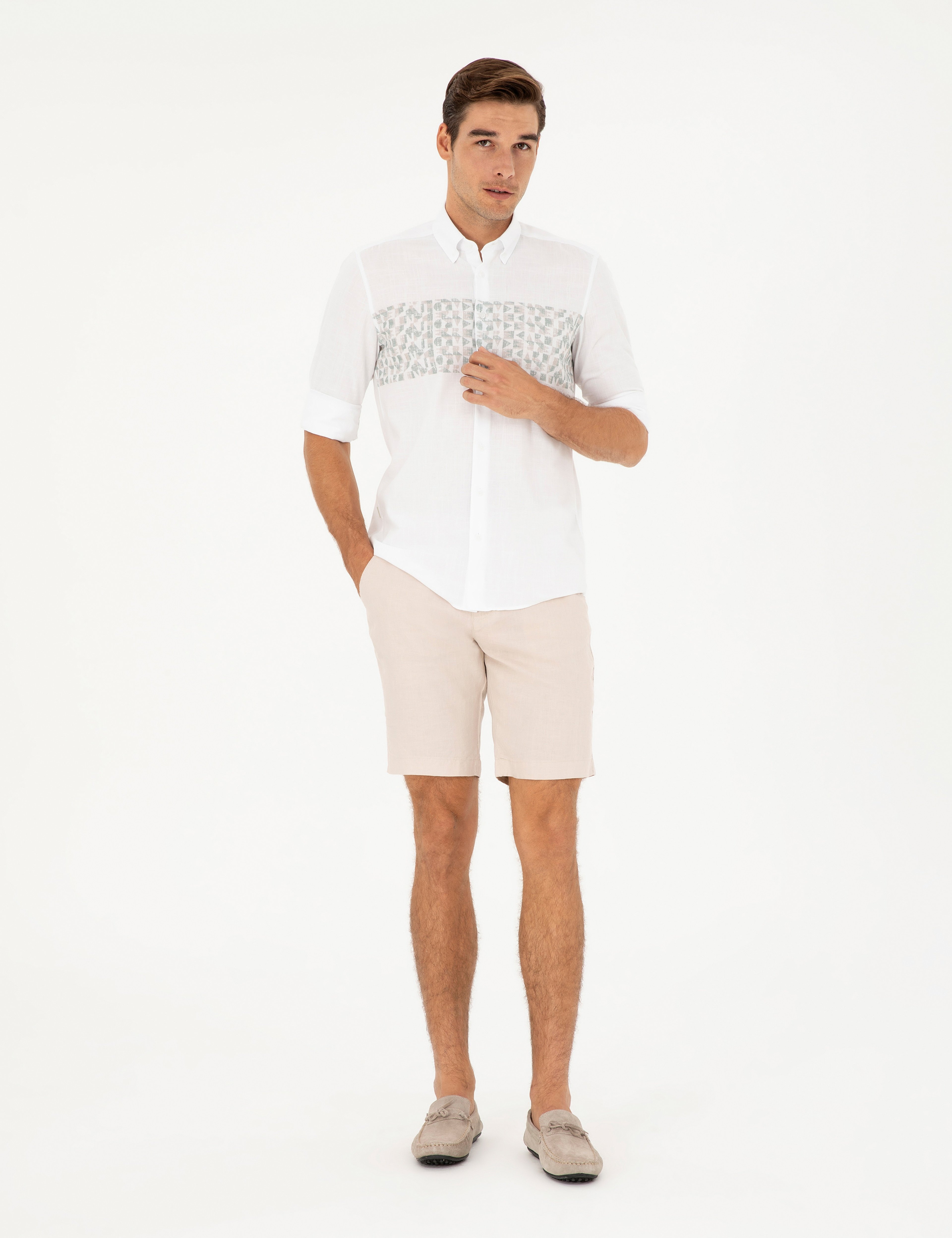 Yeşil Regular Fit Uzun Kollu Gömlek - Image 4