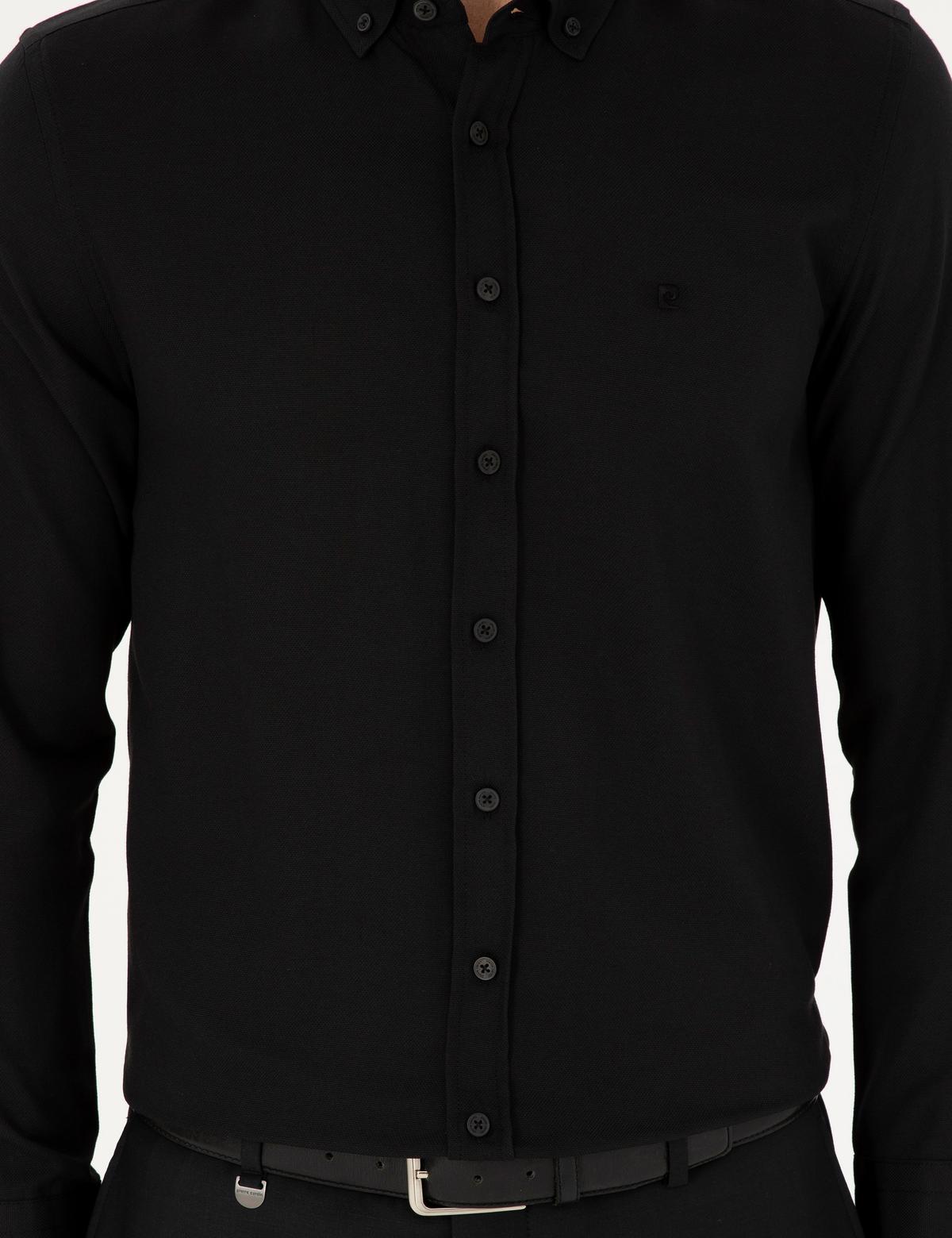 Siyah Oxford Slim Fit Uzun Kollu Gömlek - 50289396014