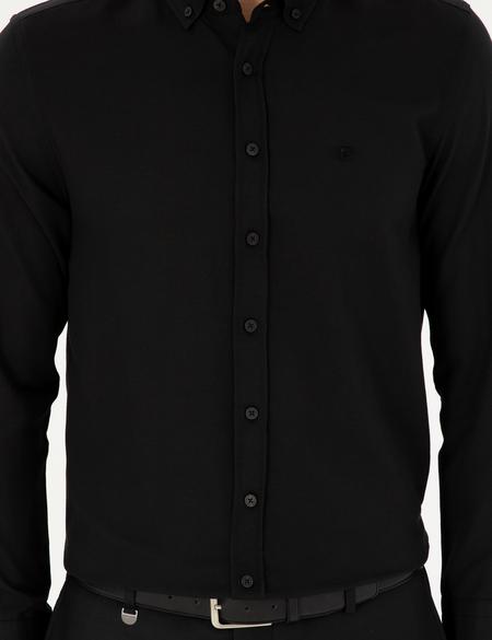 Siyah Oxford Slim Fit Uzun Kollu Gömlek - 50289396014