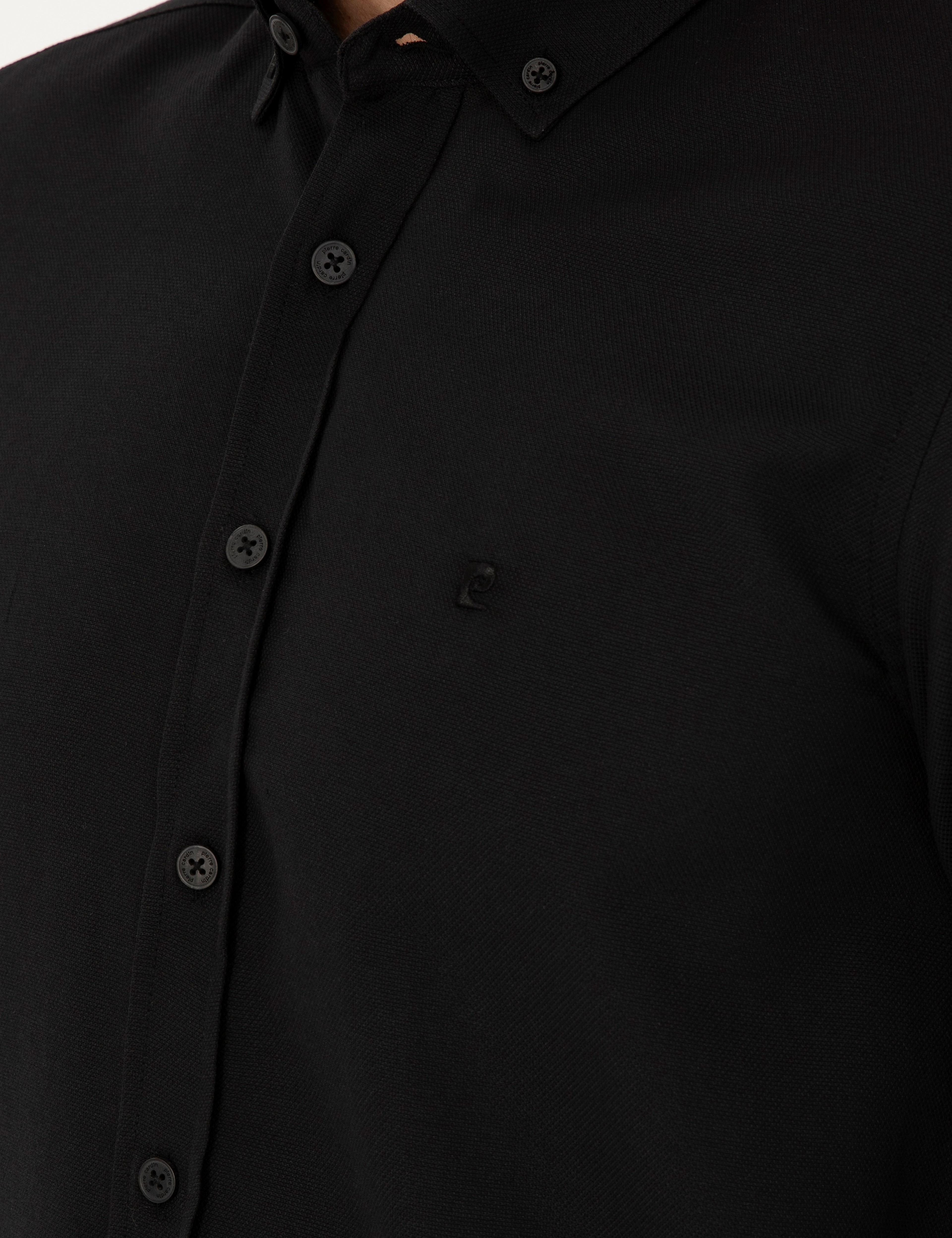 Siyah Oxford Slim Fit Uzun Kollu Gömlek - Image 7