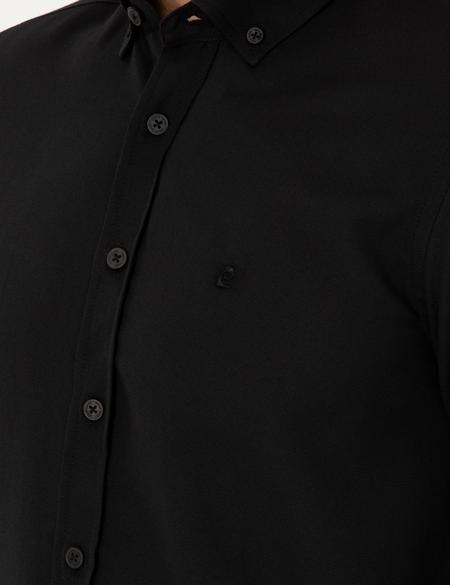 Siyah Oxford Slim Fit Uzun Kollu Gömlek - 50289396014