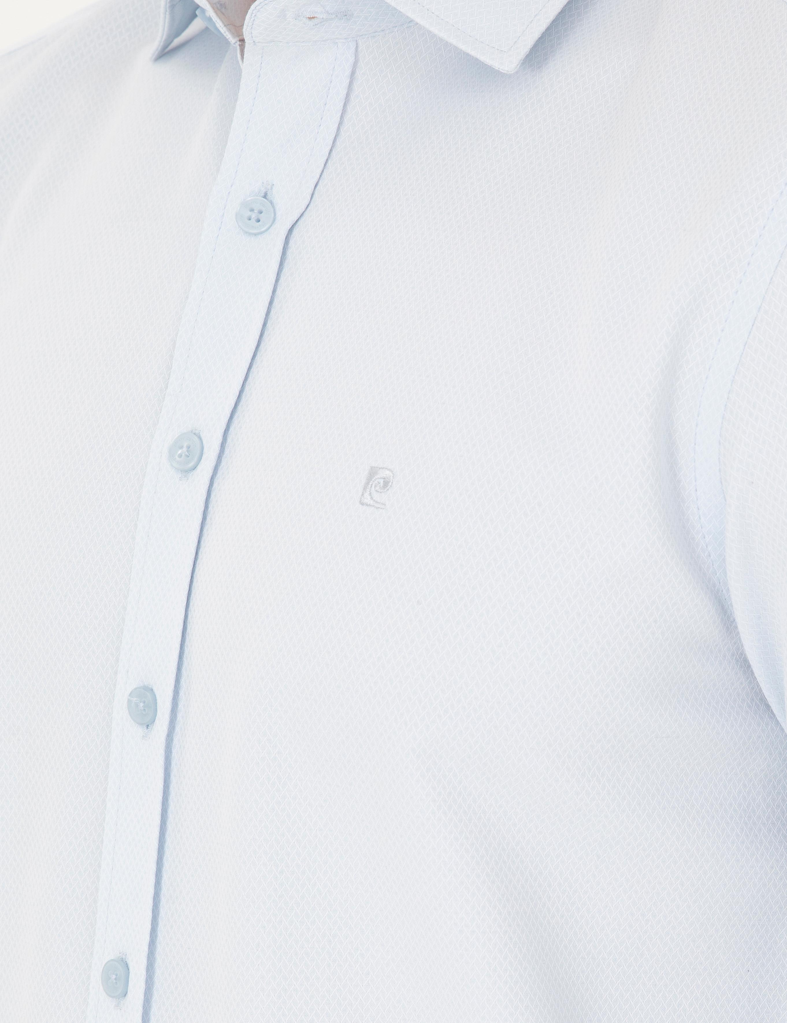 Açık Mavi Slim Fit Armürlü Uzun Kollu Gömlek