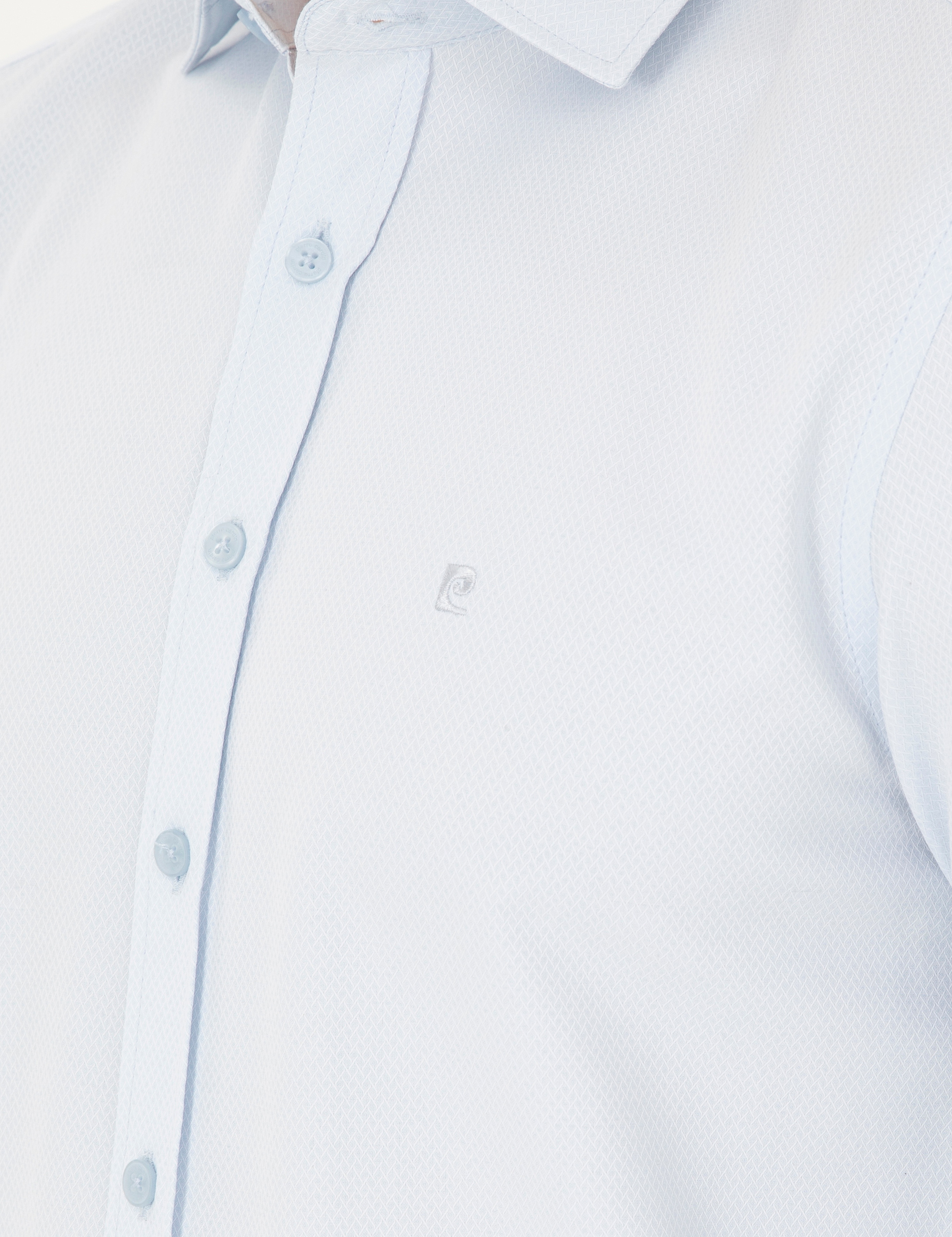 Açık Mavi Slim Fit Armürlü Uzun Kollu Gömlek