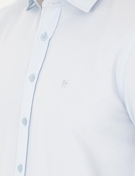 Açık Mavi Slim Fit Armürlü Uzun Kollu Gömlek - 50289417008