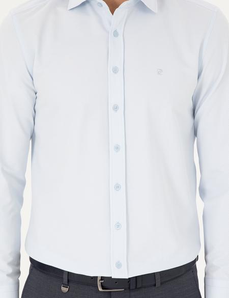 Açık Mavi Slim Fit Armürlü Uzun Kollu Gömlek - 50289417008