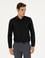 Siyah Slim Fit Armürlü Uzun Kollu Gömlek