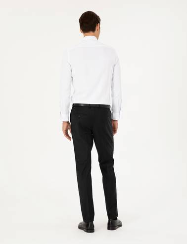 Siyah Slim Fit Yünlü Kumaş Pantolon