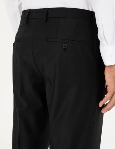 Siyah Slim Fit Yünlü Kumaş Pantolon