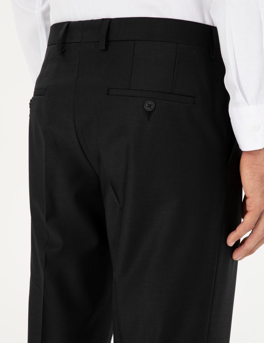 Siyah Slim Fit Yünlü Kumaş Pantolon