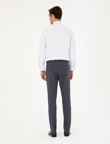 Koyu Mavi Slim Fit Yünlü Kumaş Pantolon