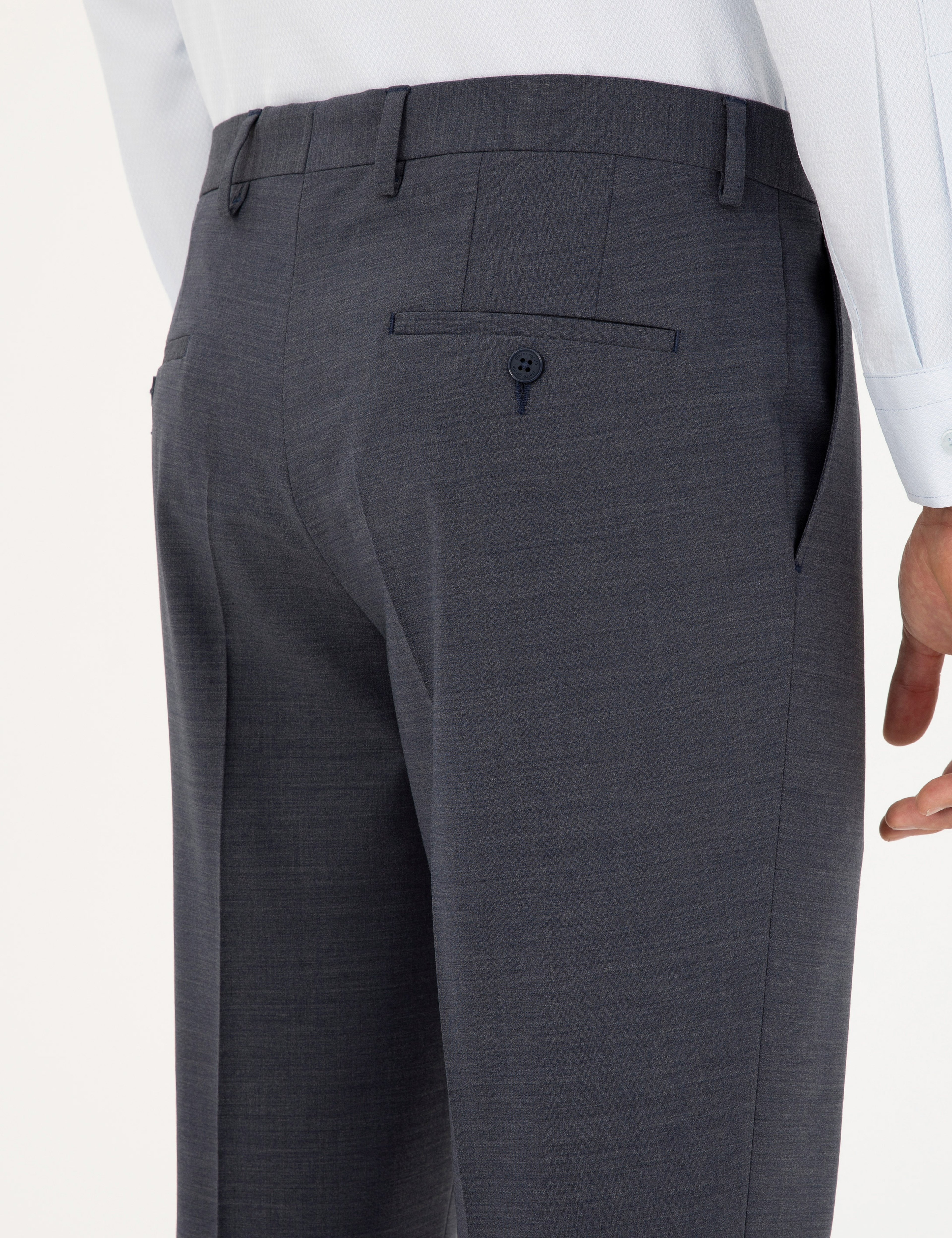Koyu Mavi Slim Fit Yünlü Kumaş Pantolon - Image 6