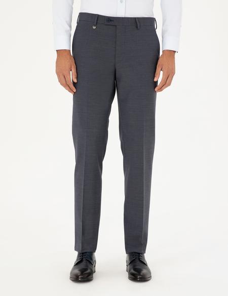 Koyu Mavi Slim Fit Yünlü Kumaş Pantolon - 50297474072
