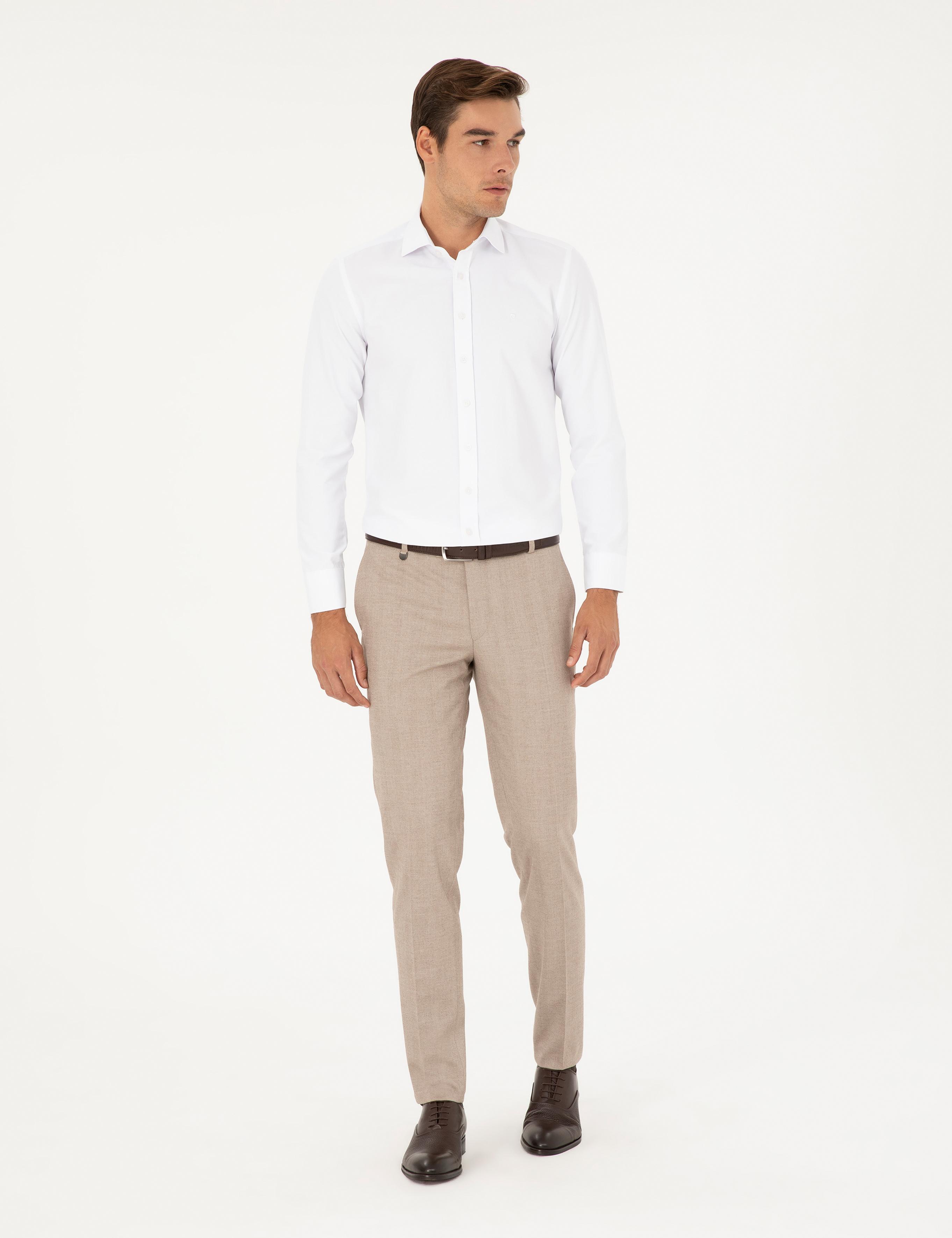 Bej Ex. Slim Fit Kumaş Pantolon