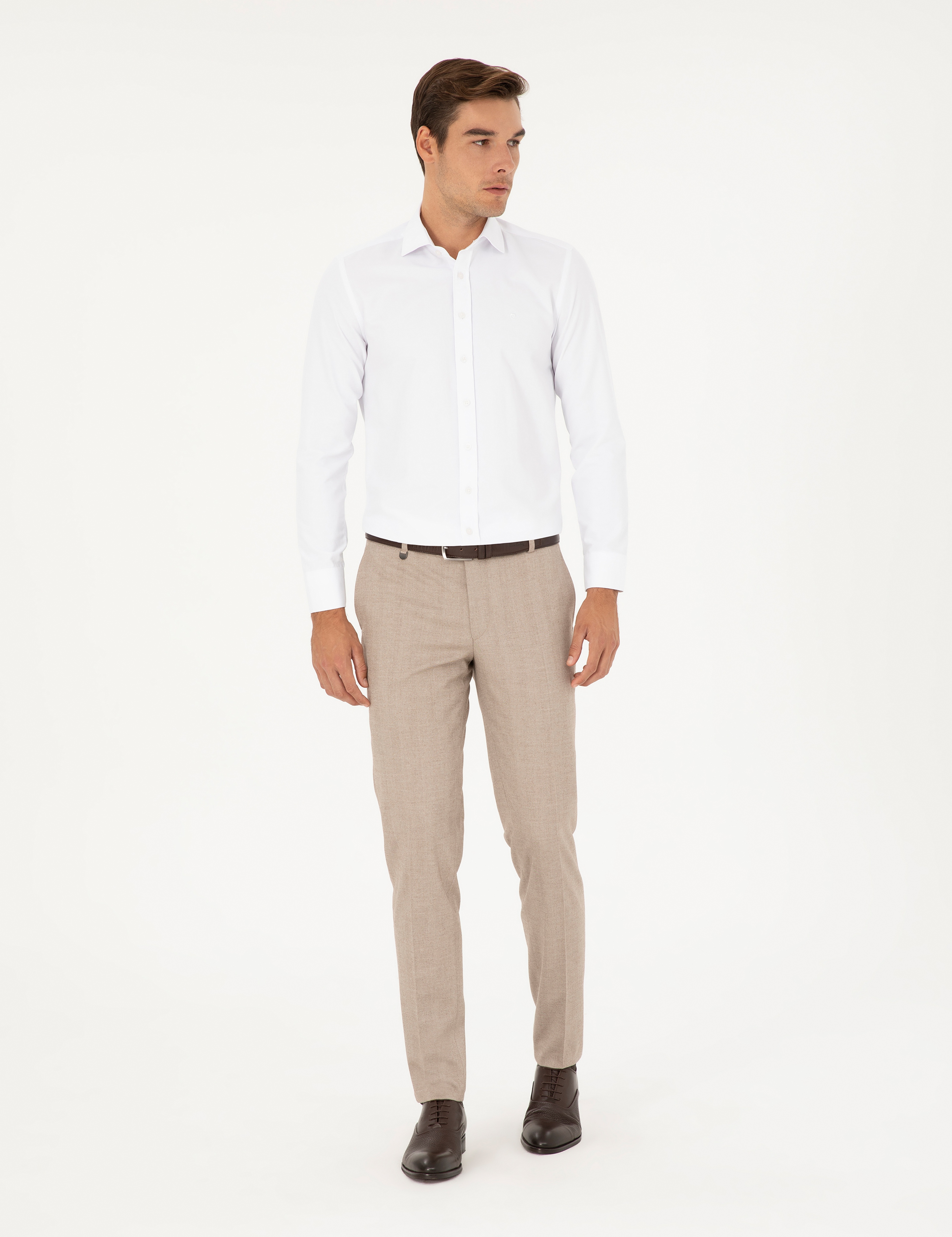 Bej Ex. Slim Fit Kumaş Pantolon - Image 1