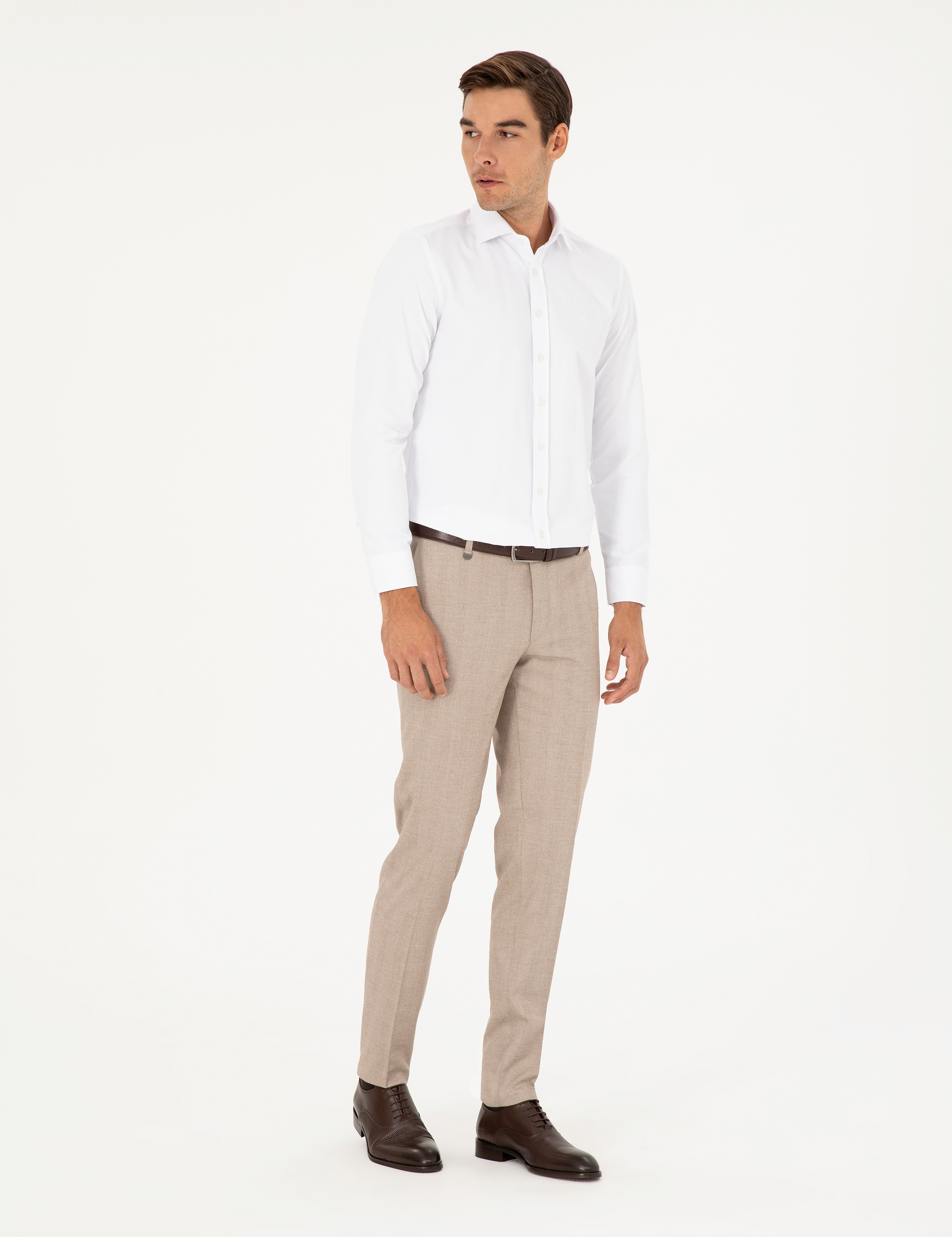 Bej Ex. Slim Fit Kumaş Pantolon - Image 3
