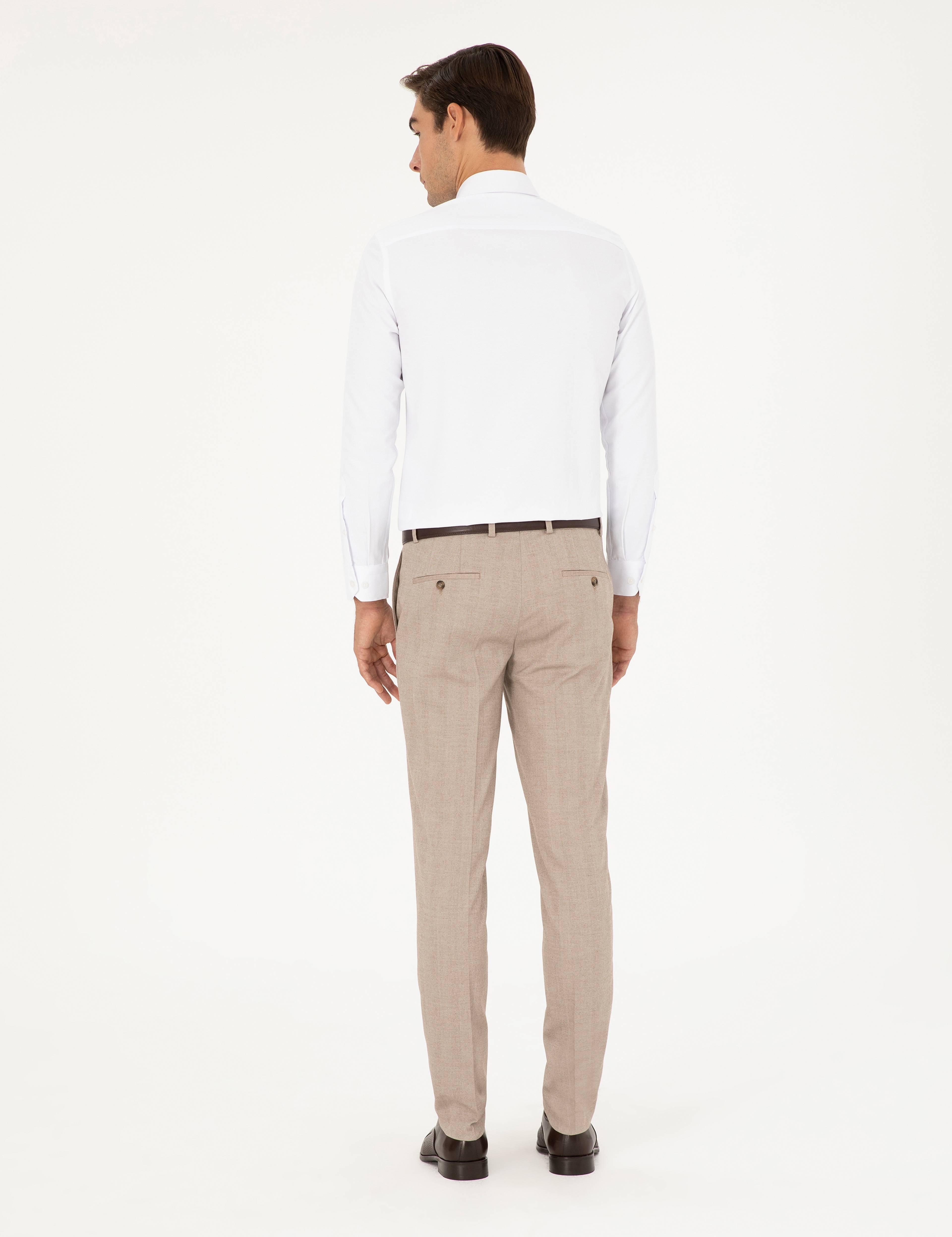 Bej Ex. Slim Fit Kumaş Pantolon - Image 4