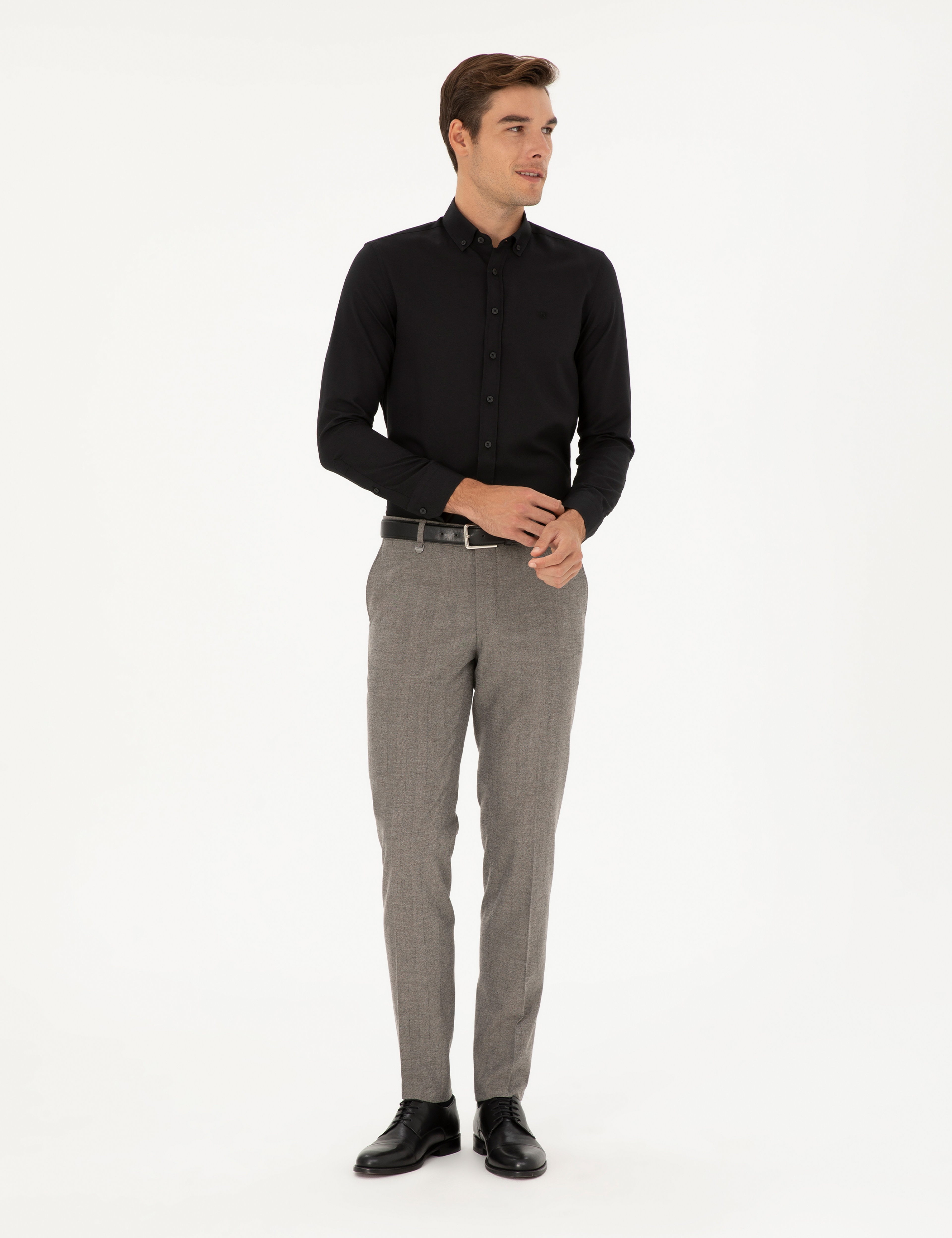 Gri Ex. Slim Fit Kumaş Pantolon - Image 1