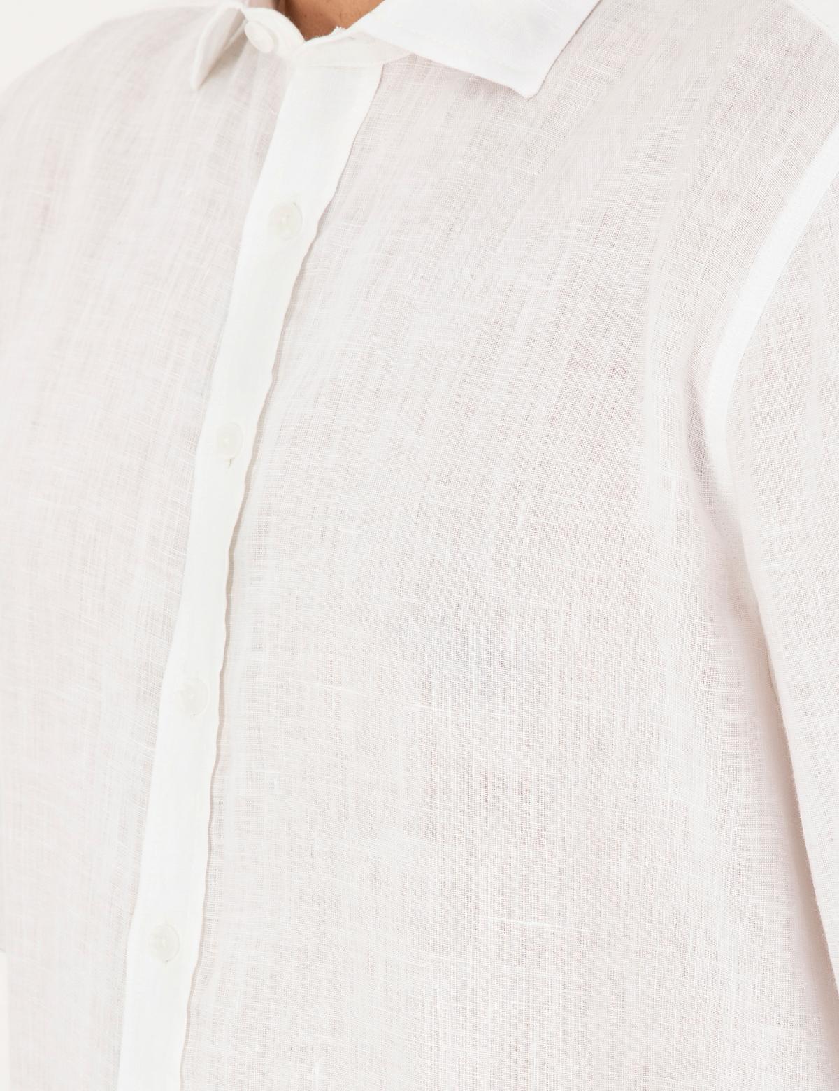 Beyaz Keten Regular Fit Gömlek - 50284915003