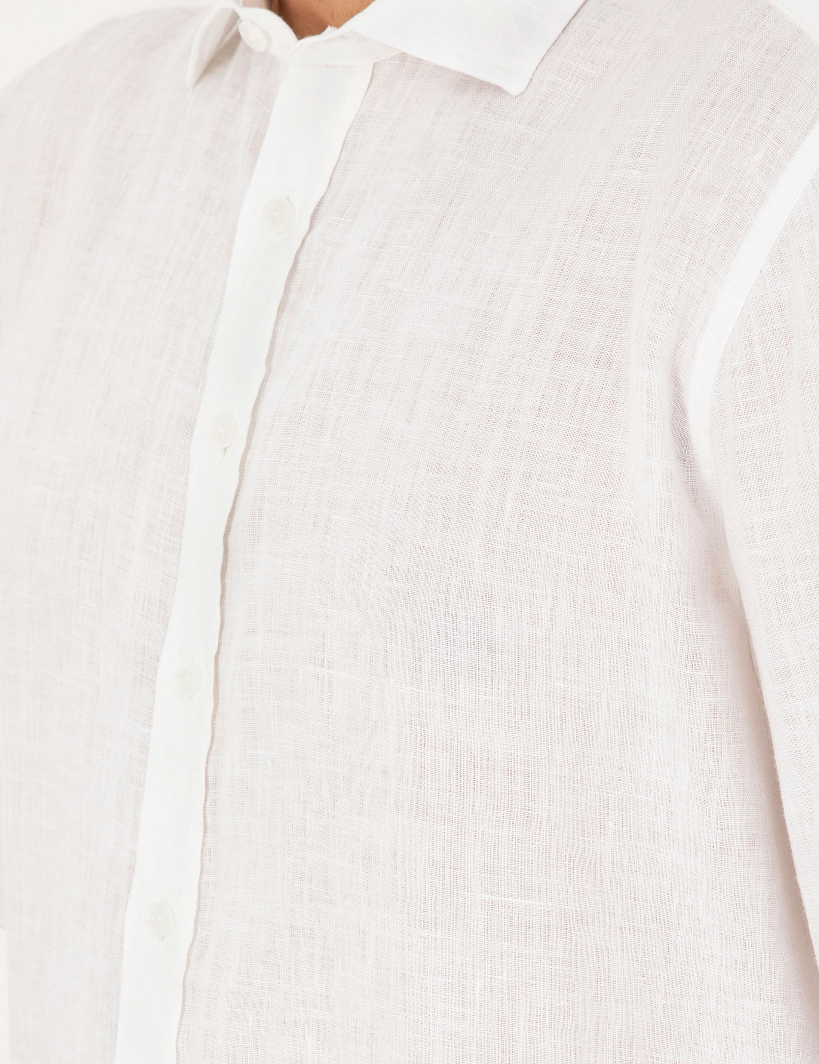 Beyaz Keten Regular Fit Gömlek