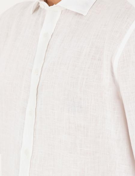 Beyaz Keten Regular Fit Gömlek - 50284915003