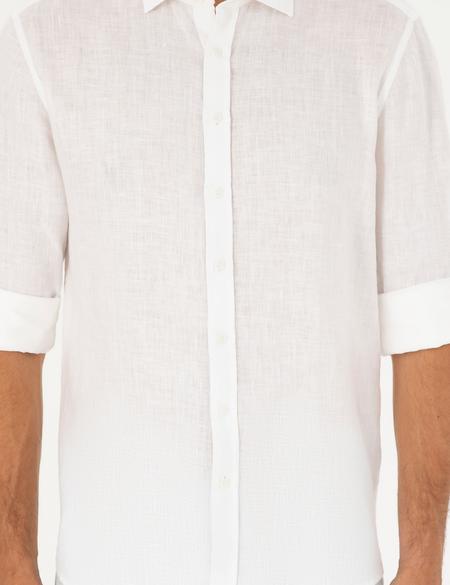 Beyaz Keten Regular Fit Gömlek - 50284915003