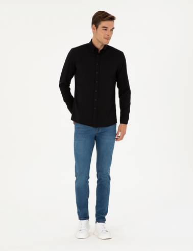 Siyah Slim Fit Uzun Kollu Gömlek