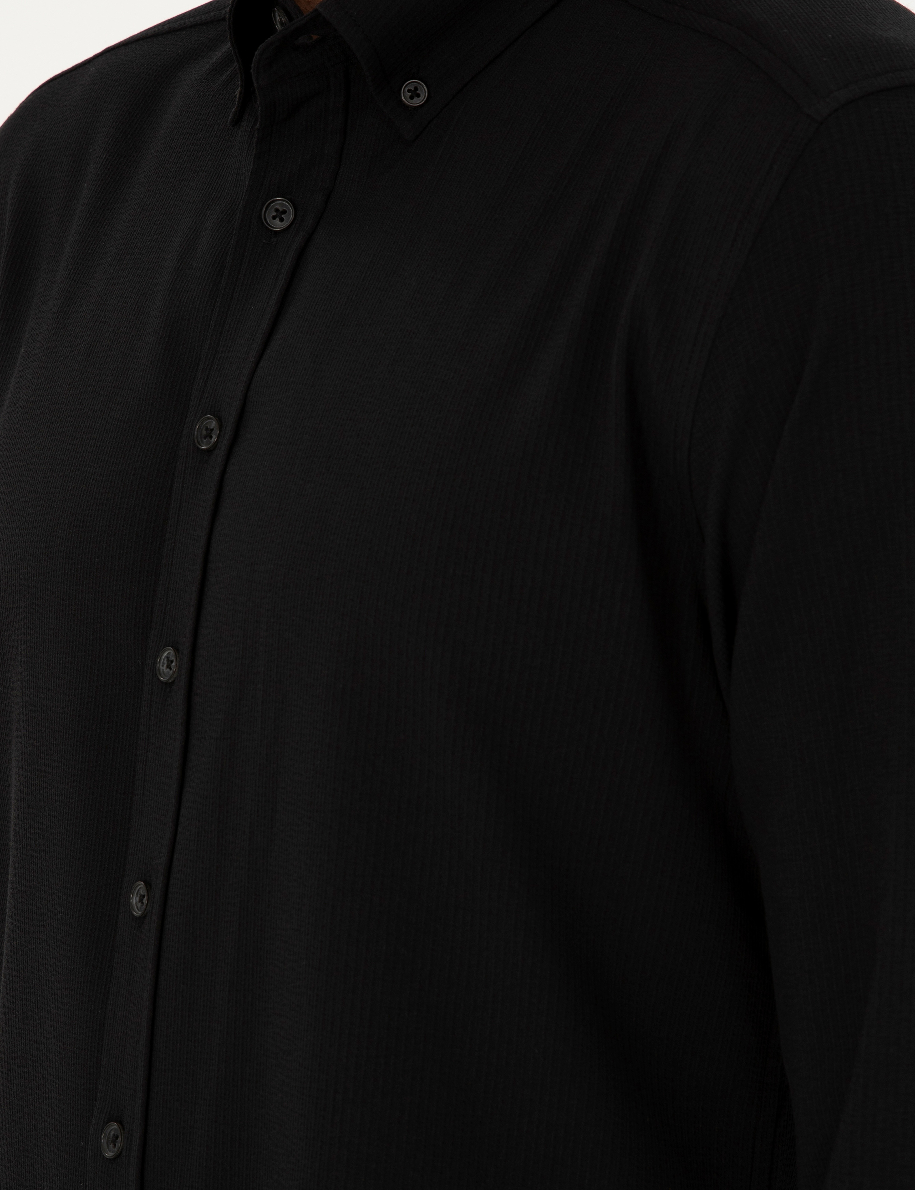 Siyah Slim Fit Uzun Kollu Gömlek