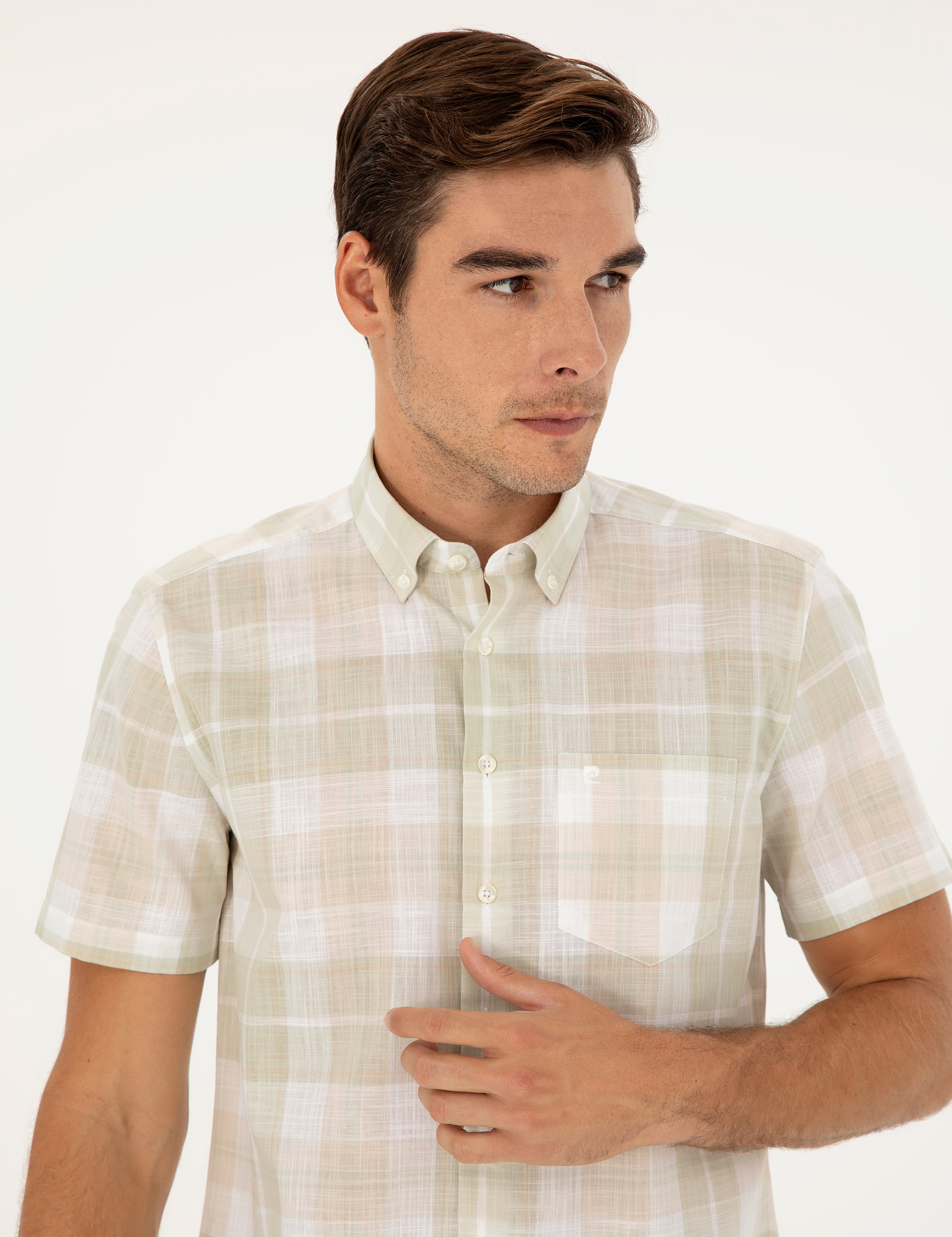Haki Regular Fit Kısa Kollu Gömlek - Image 2