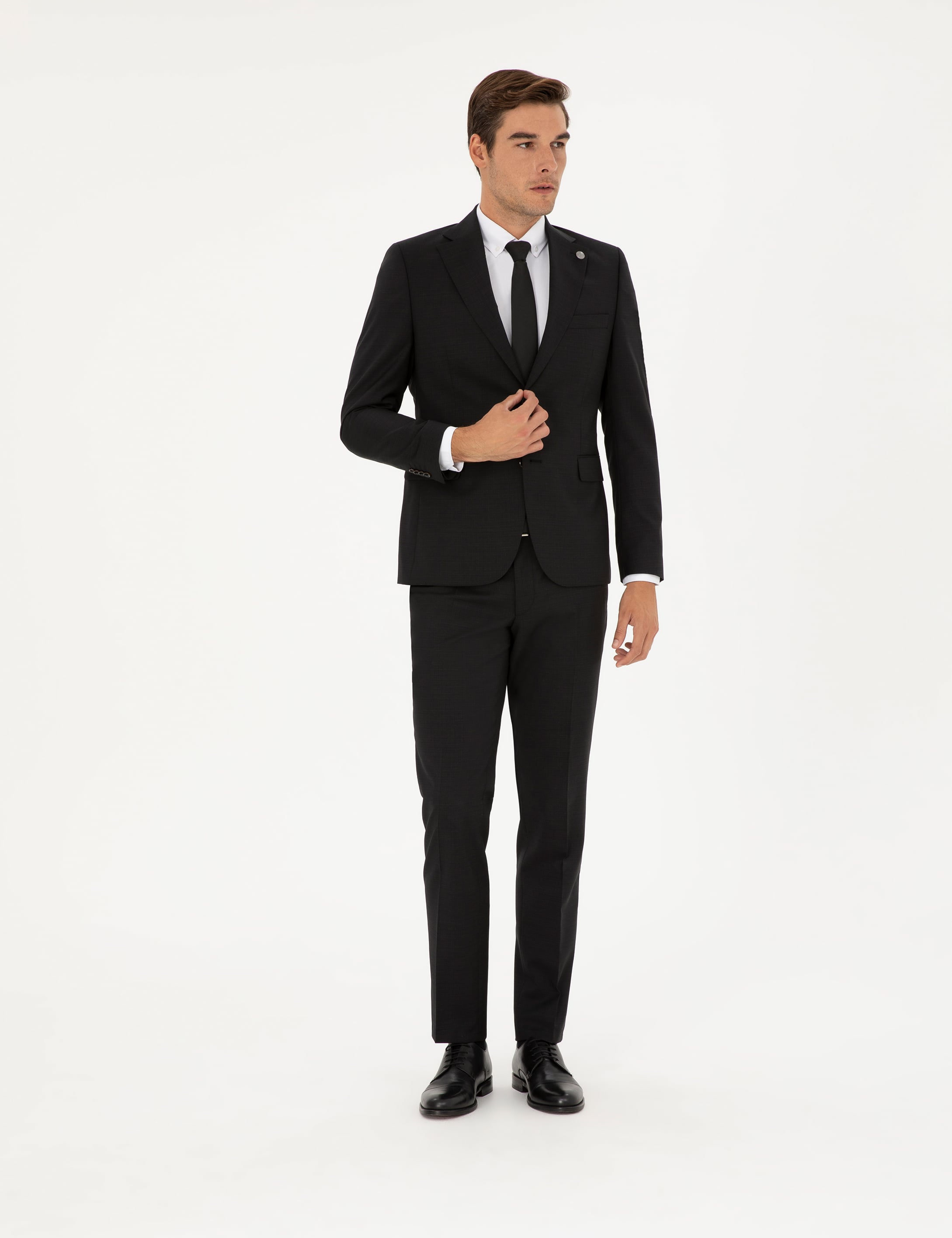 Siyah Slim Fit %100 Yün Takım Elbise