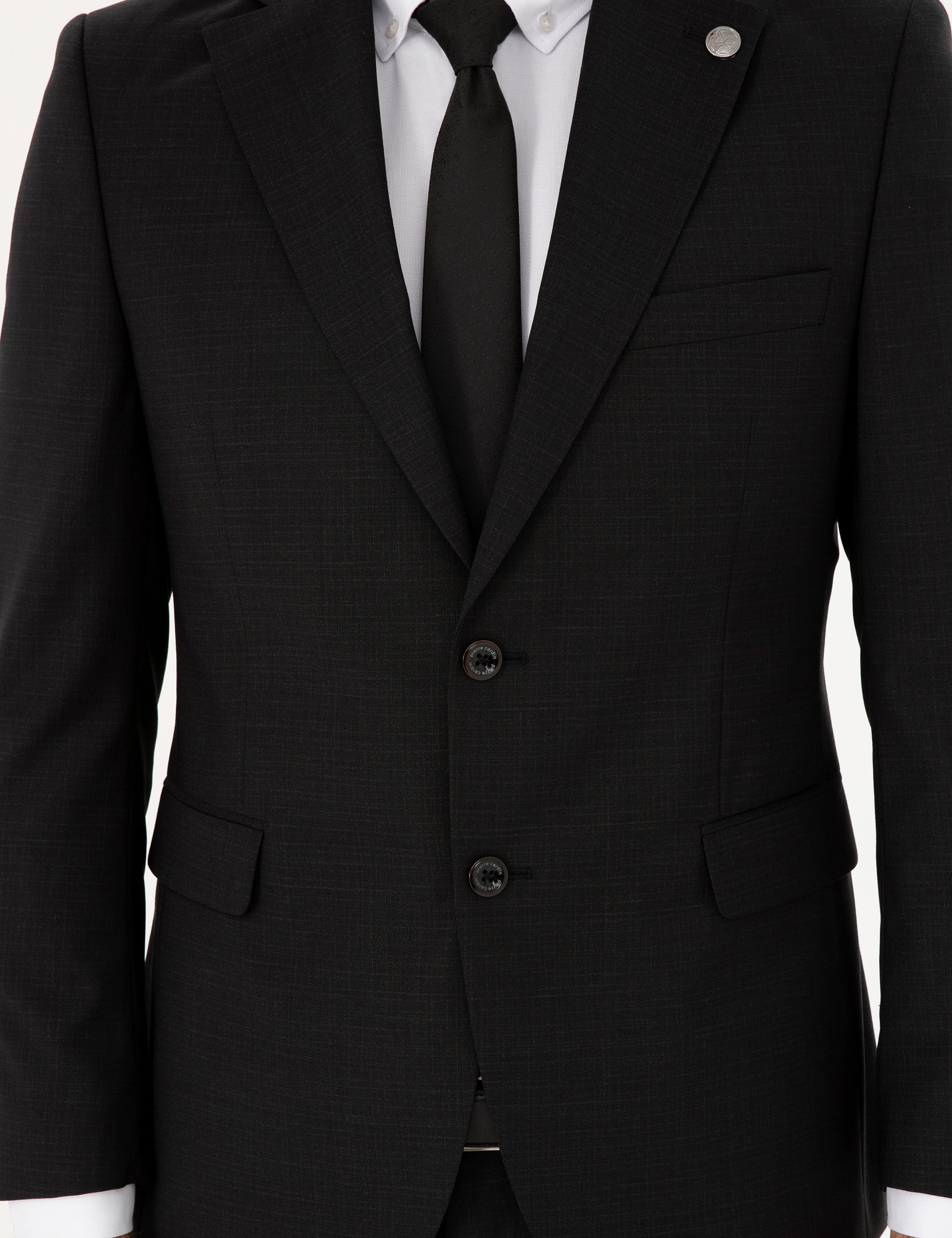 Siyah Slim Fit %100 Yün Takım Elbise
