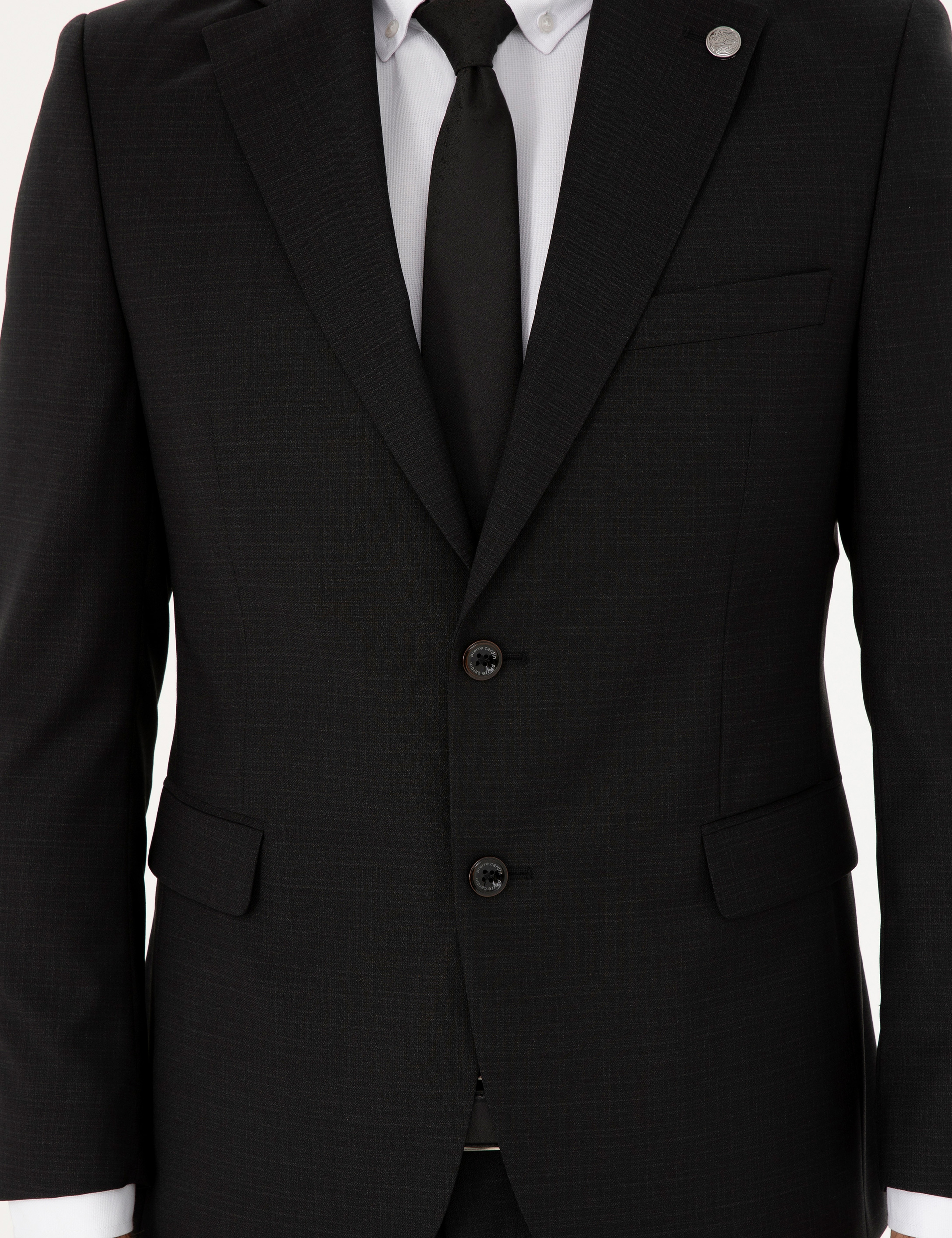 Siyah Slim Fit %100 Yün Takım Elbise