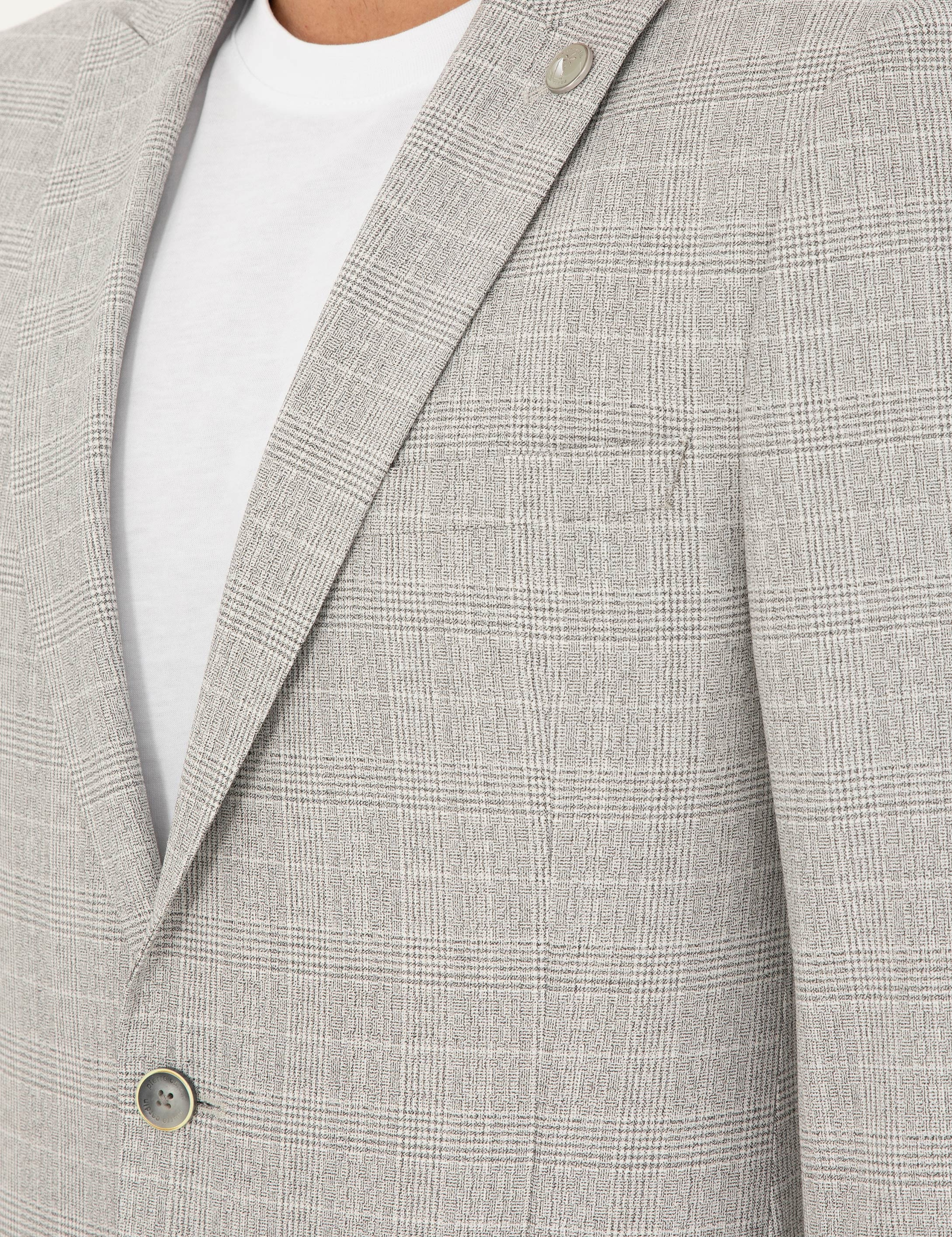 Gri Extra Slim Fit Ekose Takım Elbise - Image 7