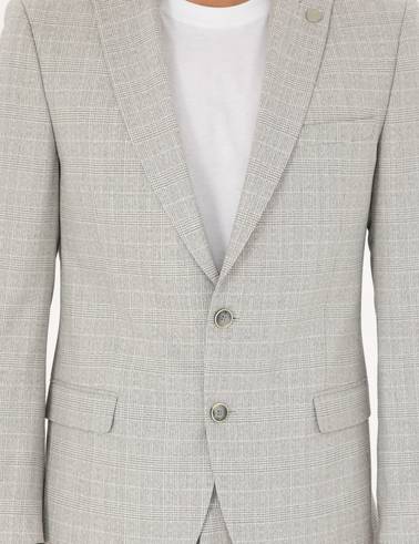 Gri Extra Slim Fit Ekose Takım Elbise