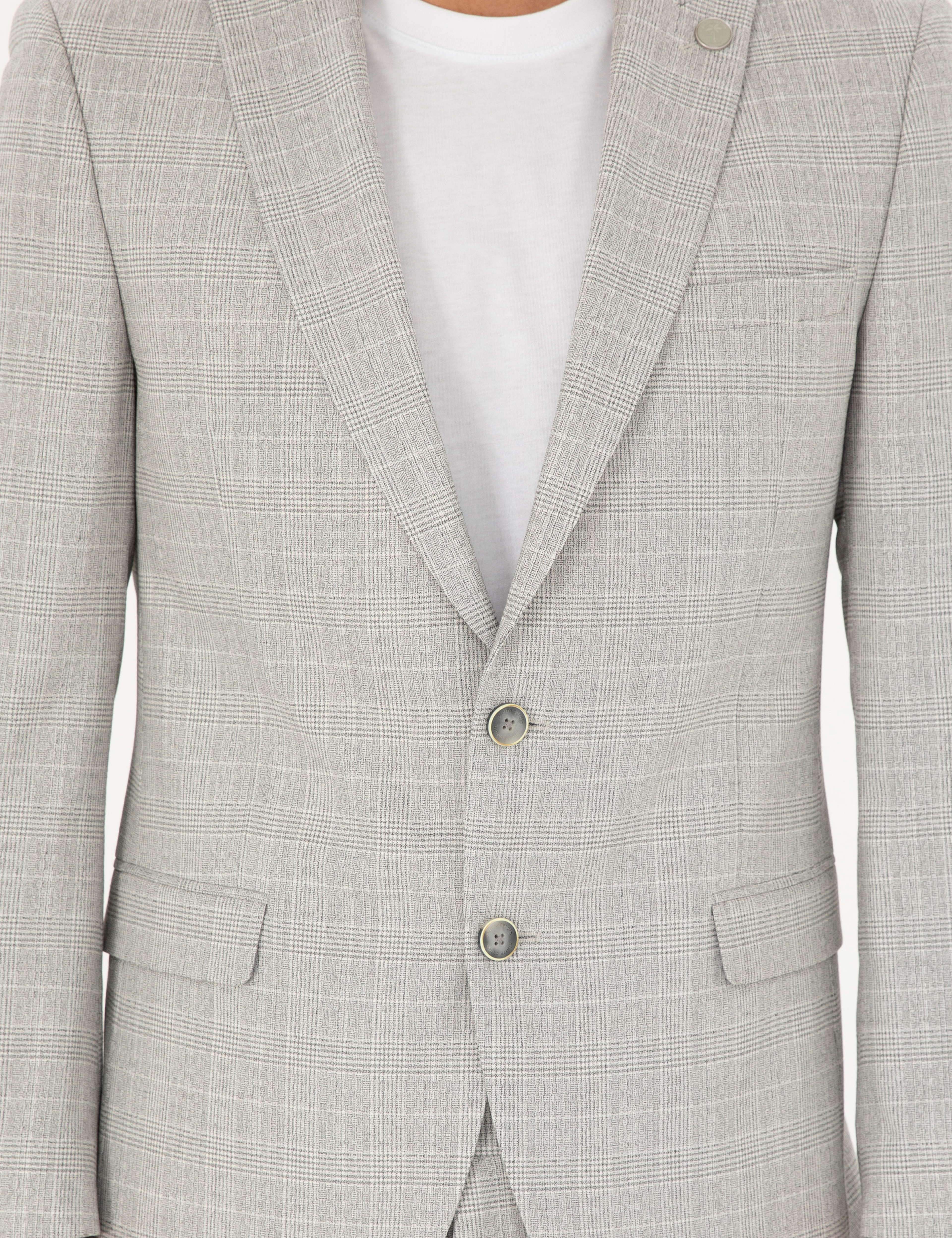 Gri Extra Slim Fit Ekose Takım Elbise - Image 6