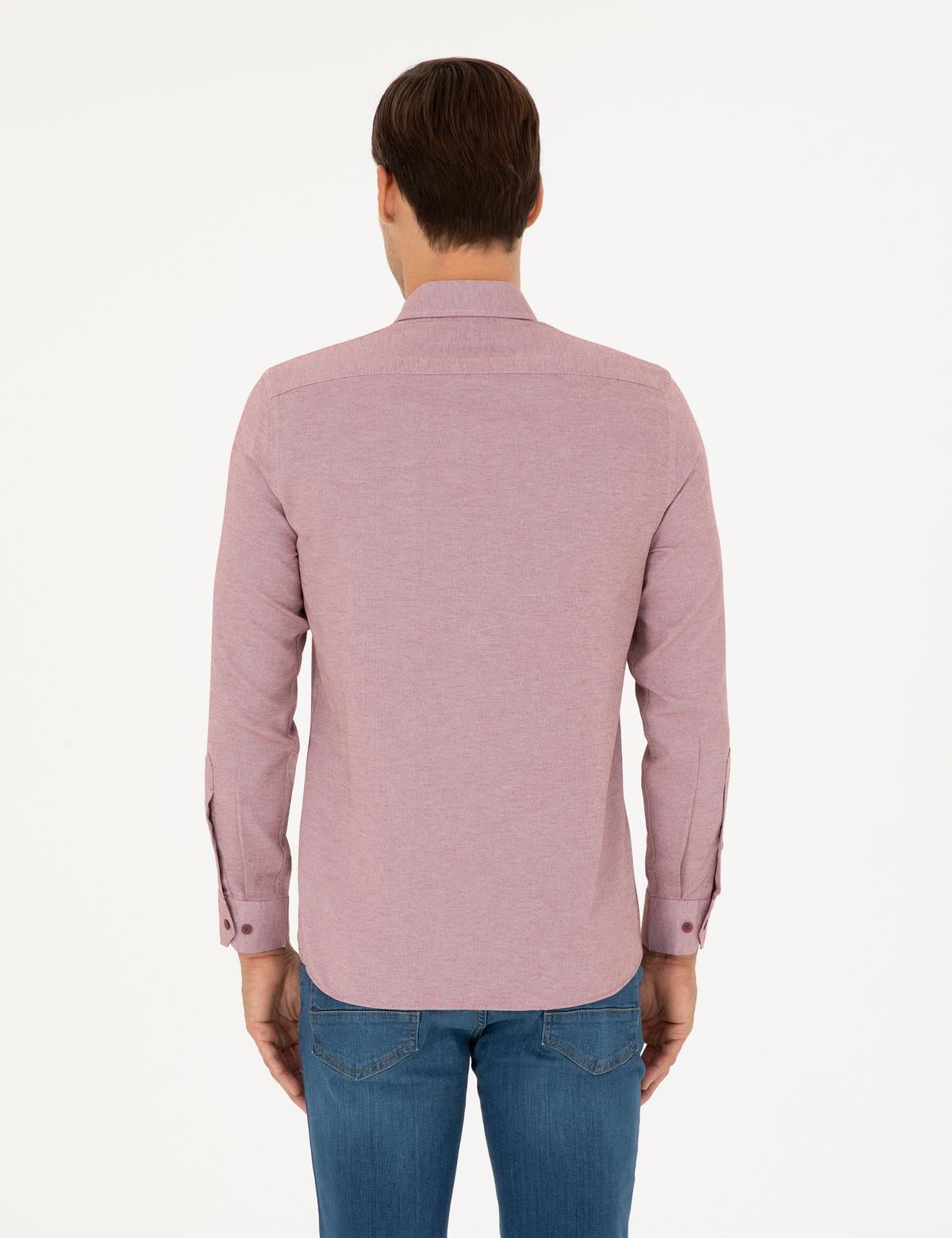 Bordo Oxford Slim Fit Uzun Kollu Gömlek - 50289396034