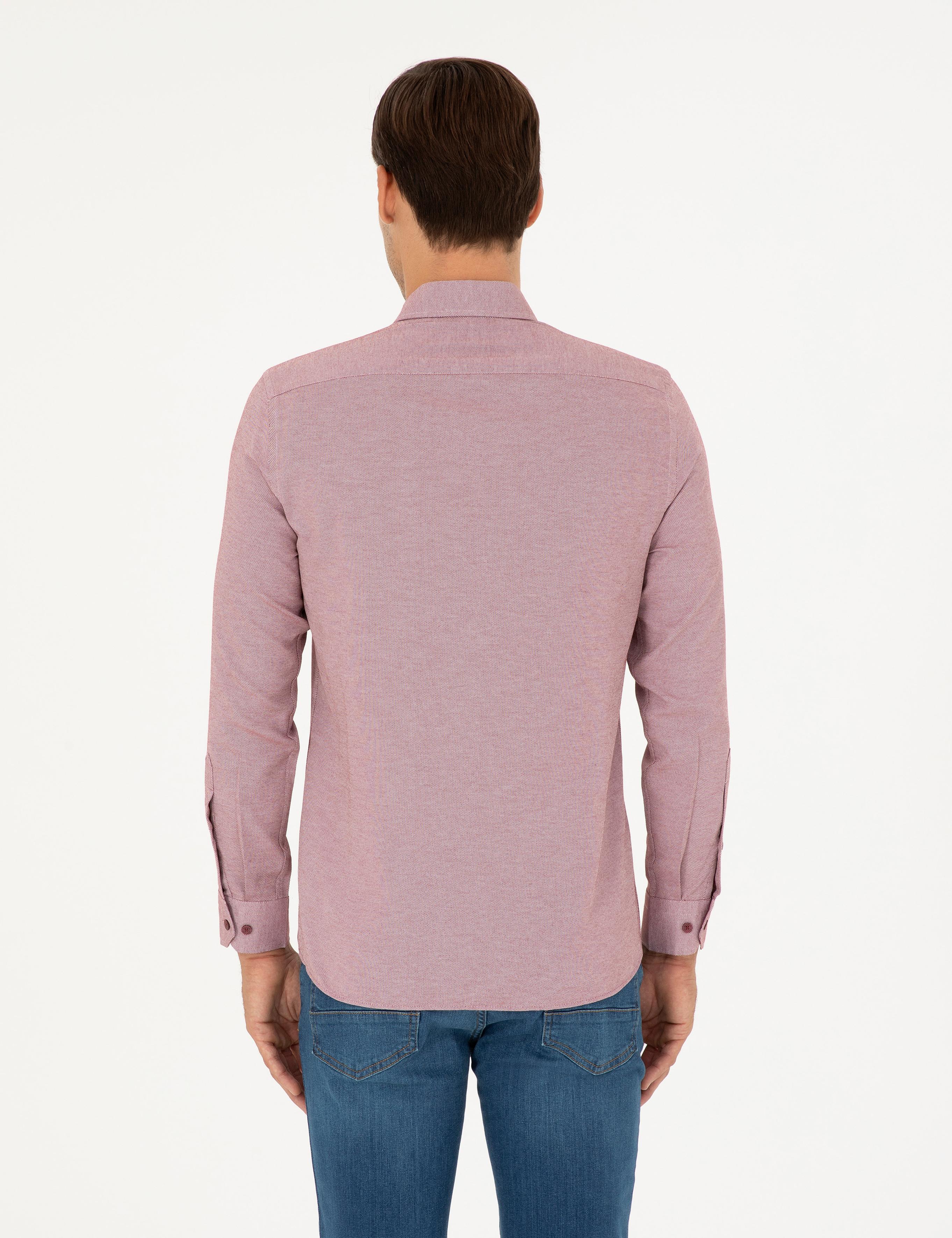 Bordo Oxford Slim Fit Uzun Kollu Gömlek