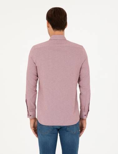 Bordo Oxford Slim Fit Uzun Kollu Gömlek